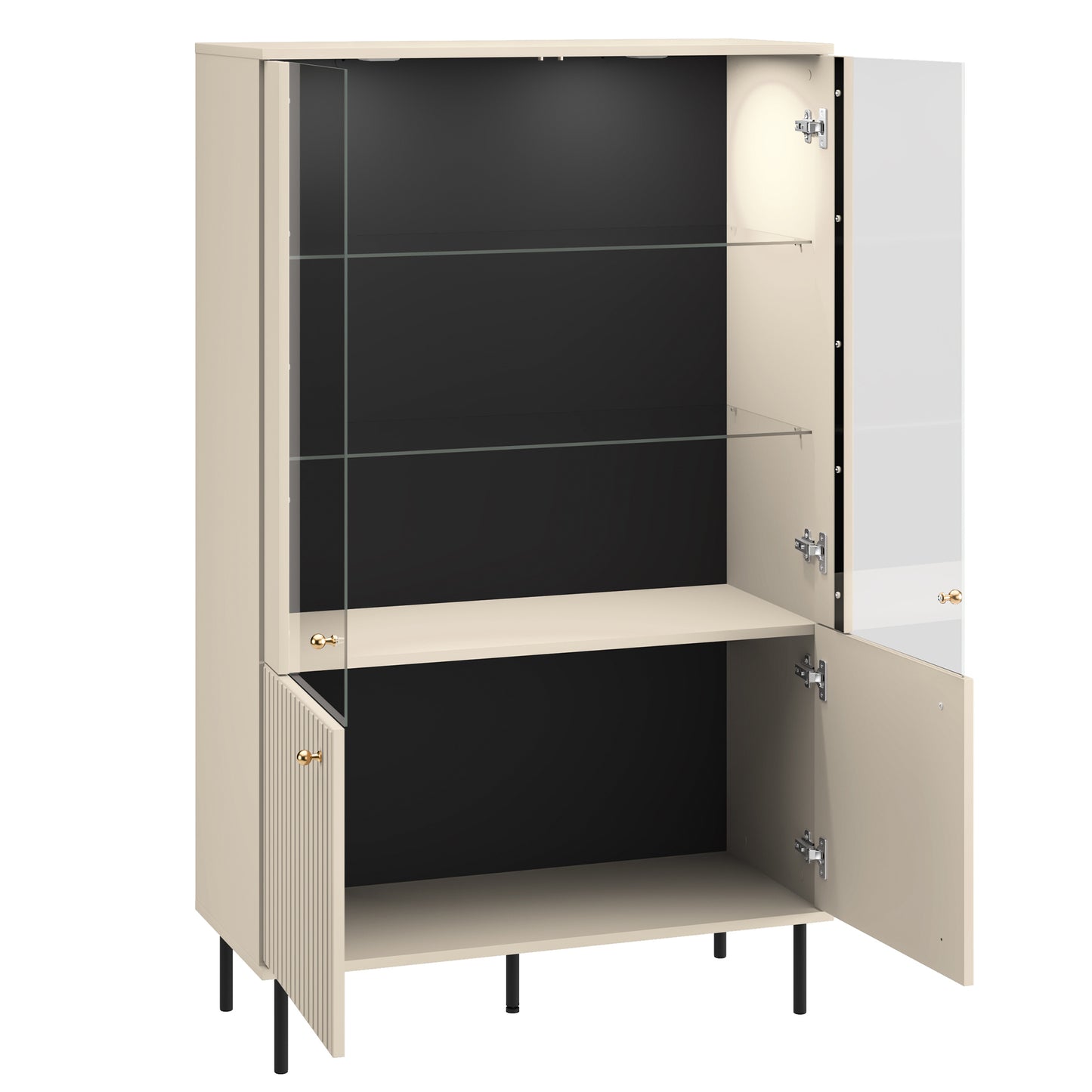 Vitrīnas skapis Galeto 151/92/40 cm bēšs - N1 Home