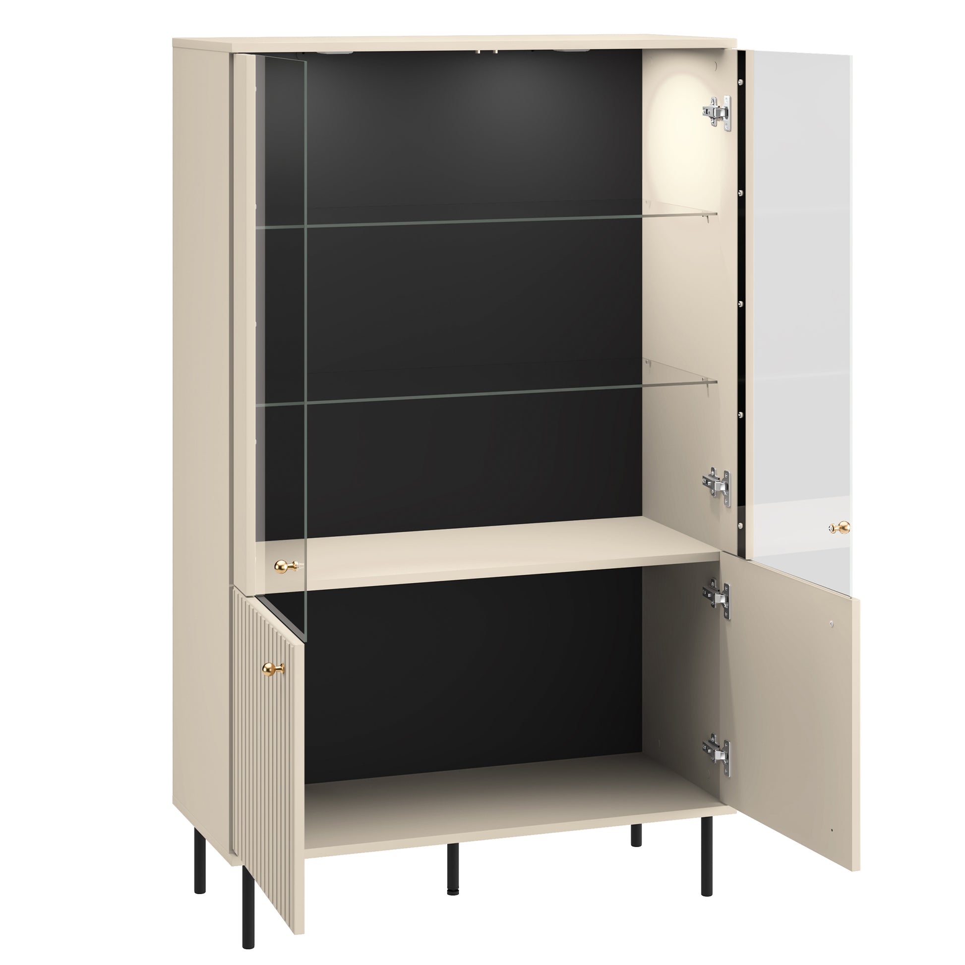 Vitrīnas skapis Galeto 151/92/40 cm bēšs - N1 Home