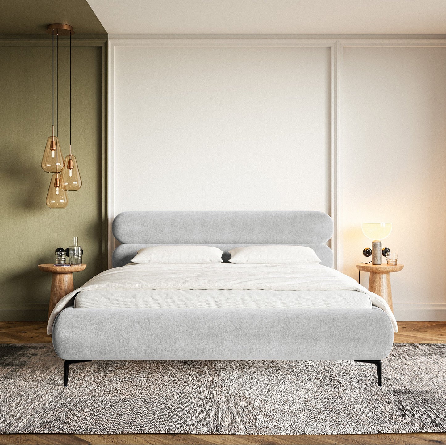 Gulta  Loure 140/160/180x200 cm Amon 09/melns kājas - N1 Home