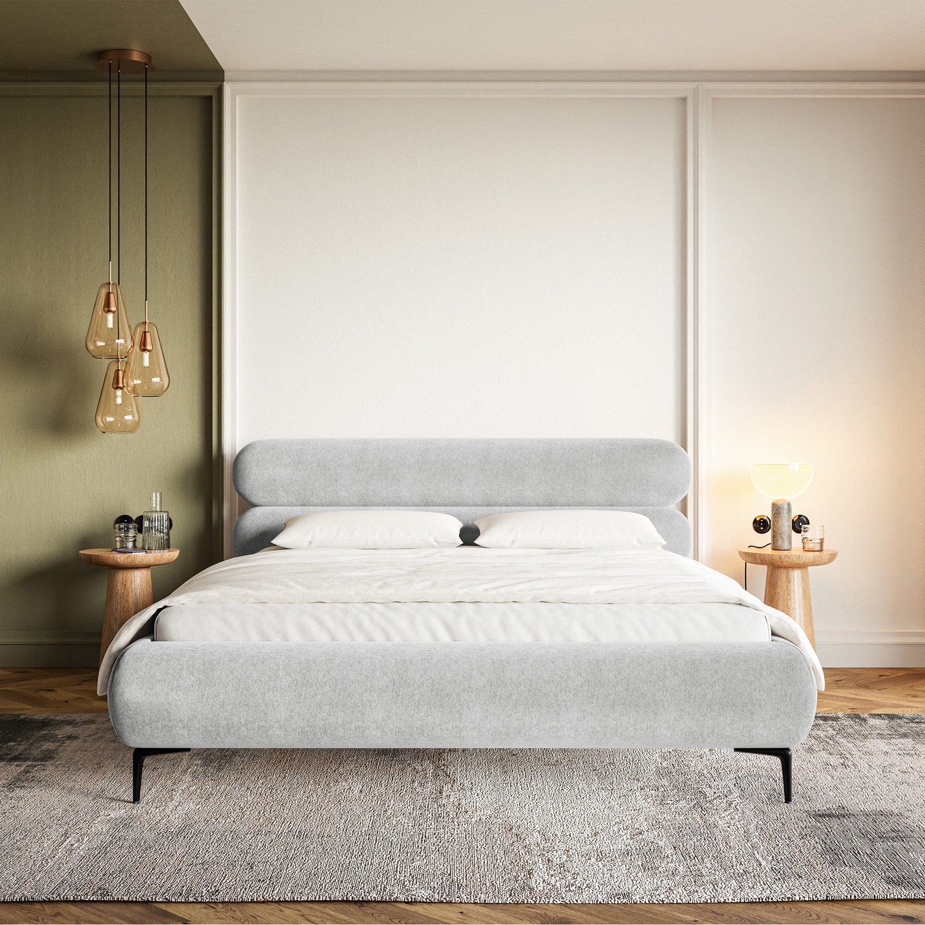 Gulta  Loure 140/160/180x200 cm Amon 09/melns kājas - N1 Home