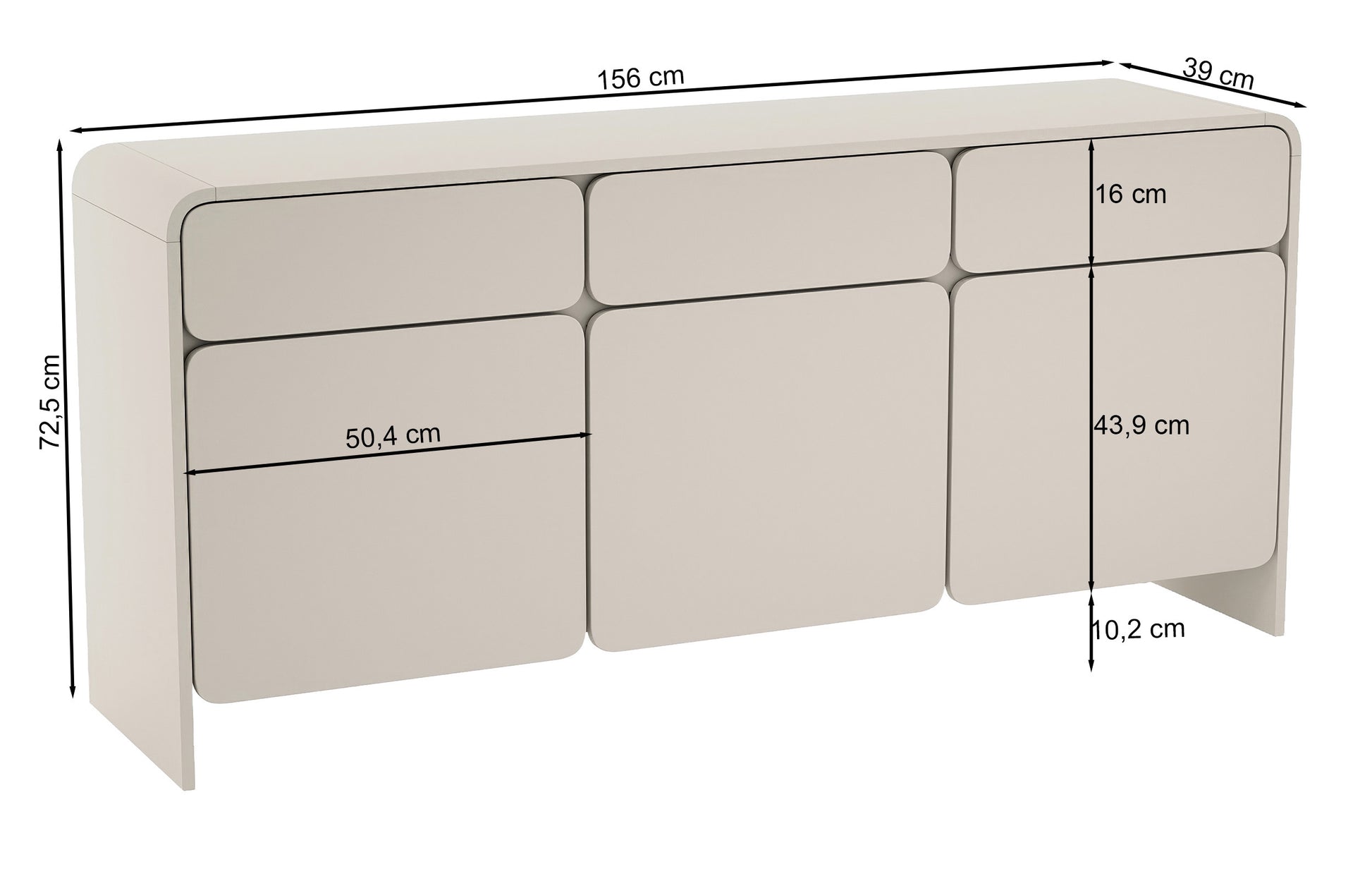 Kumode Leiela 72/156/39 cm kašmirs - N1 Home