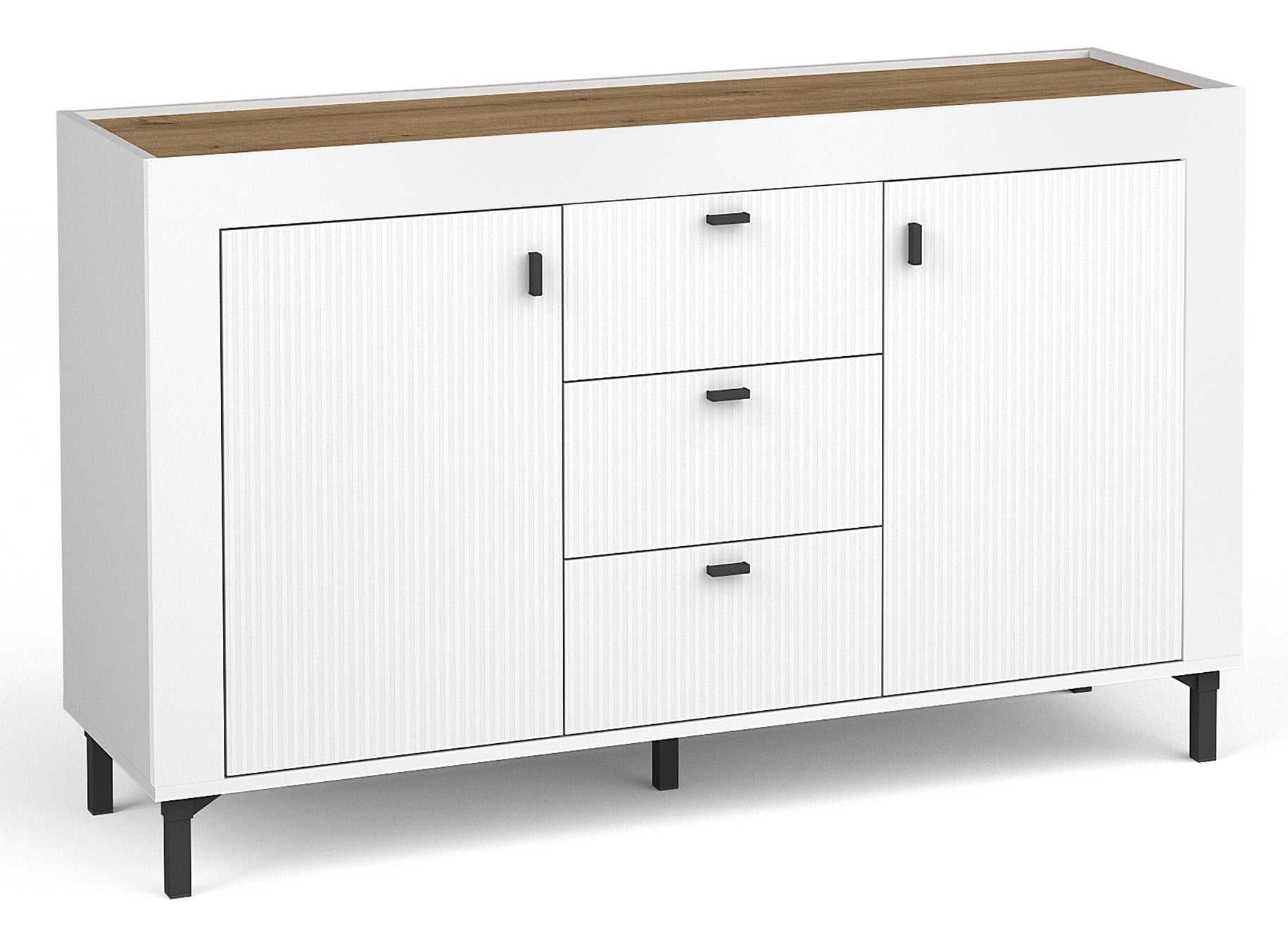 Kumode Lamos 130/77/38 cm balts/melns - N1 Home