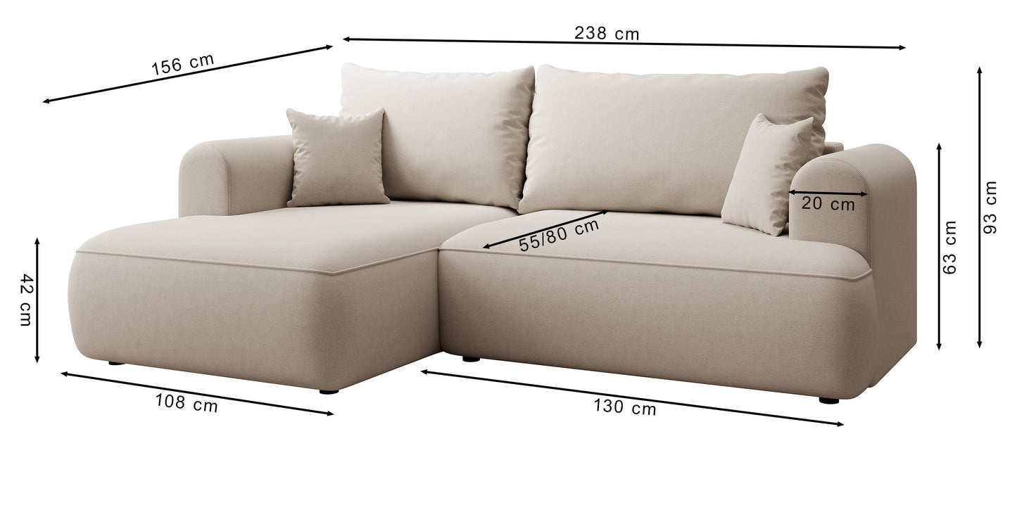 Dīvāns Ovors mini 239/93/156 cm Storm 09 - N1 Home