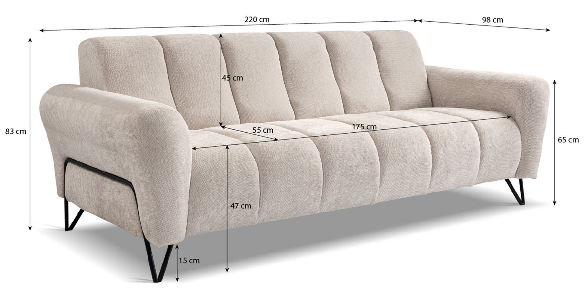 Dīvāns Volio 83/220/98 cm Storm 18 - N1 Home