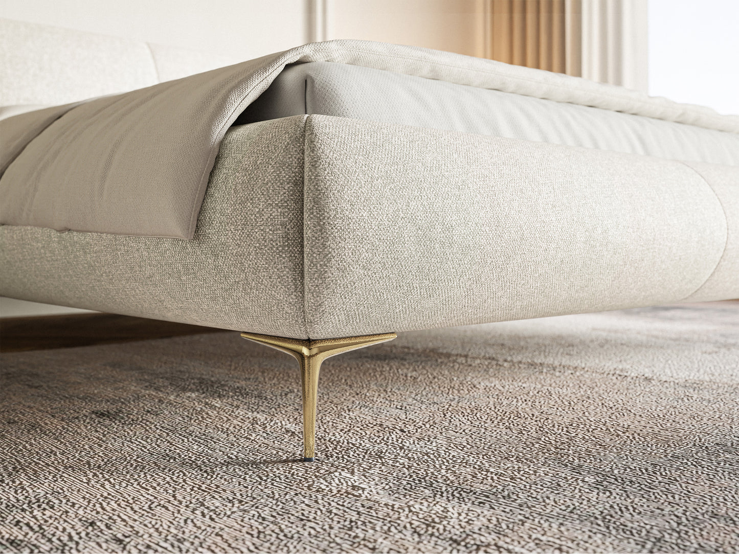 Gulta ar konteineru Valeo 140/160/180x 200 cm Toronto 01 (Lech), zelta kājas - N1 Home