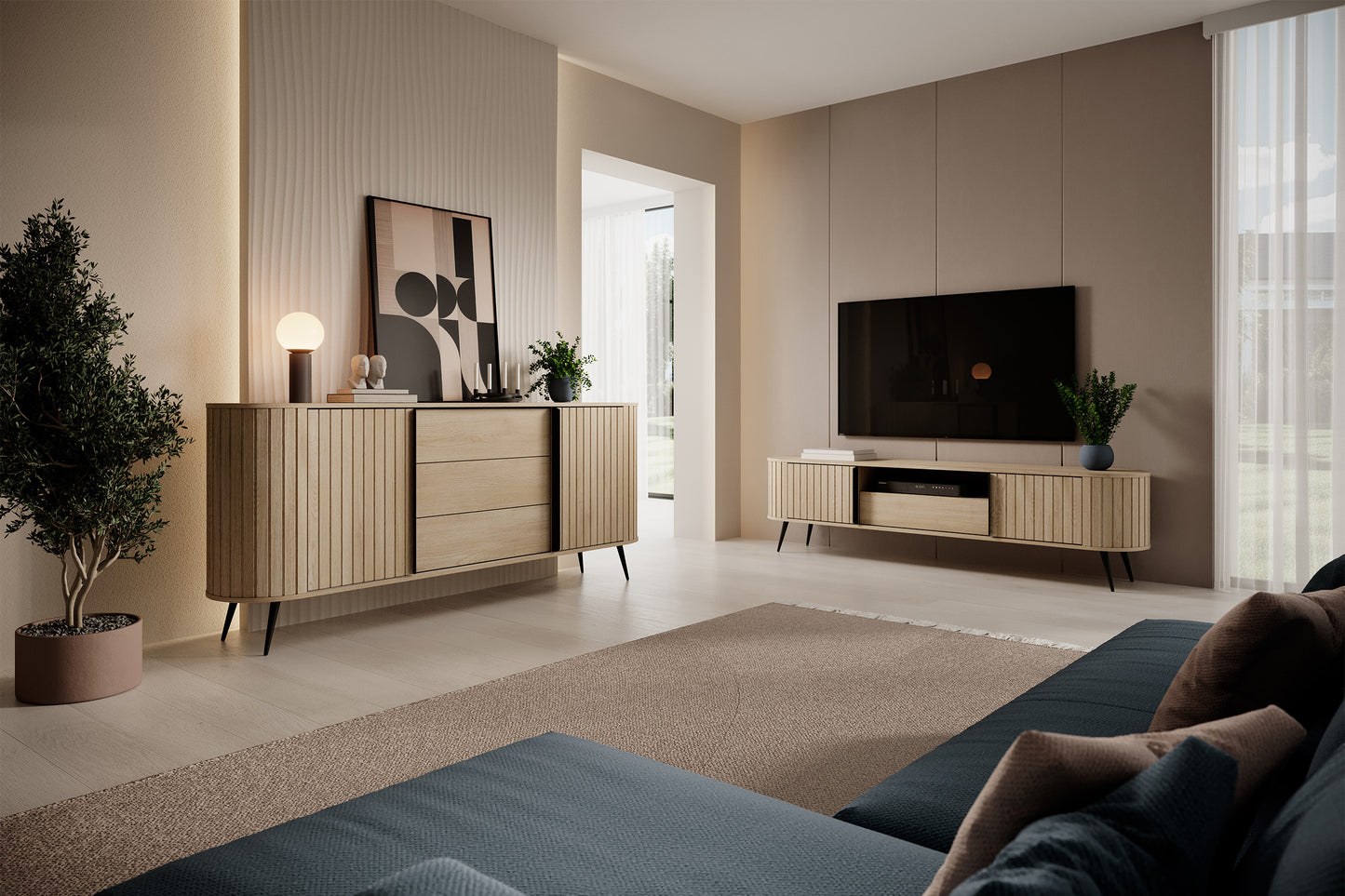 Kumode Lavas 196/81/40 cm Kremonas ozols - N1 Home