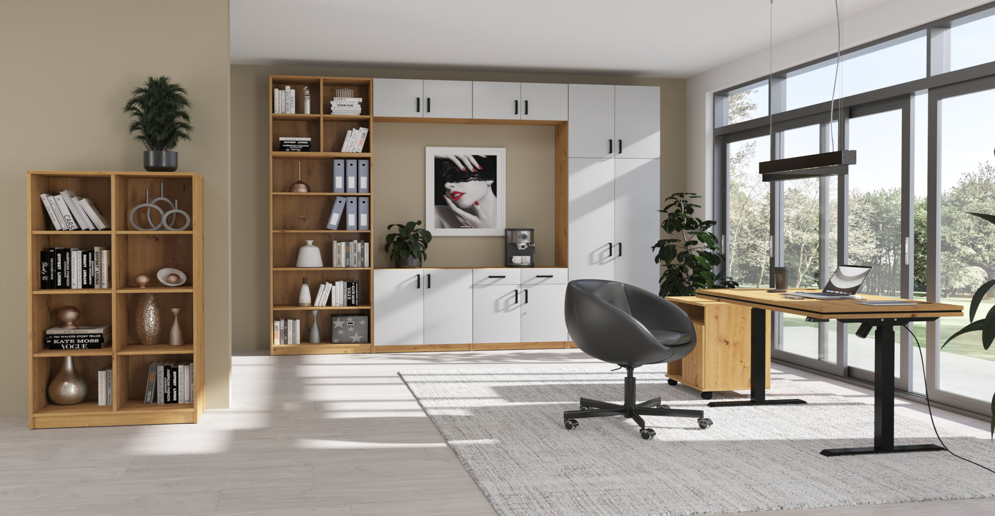 Biroja skapis Stun  159/45/42 cm pelēks - N1 Home