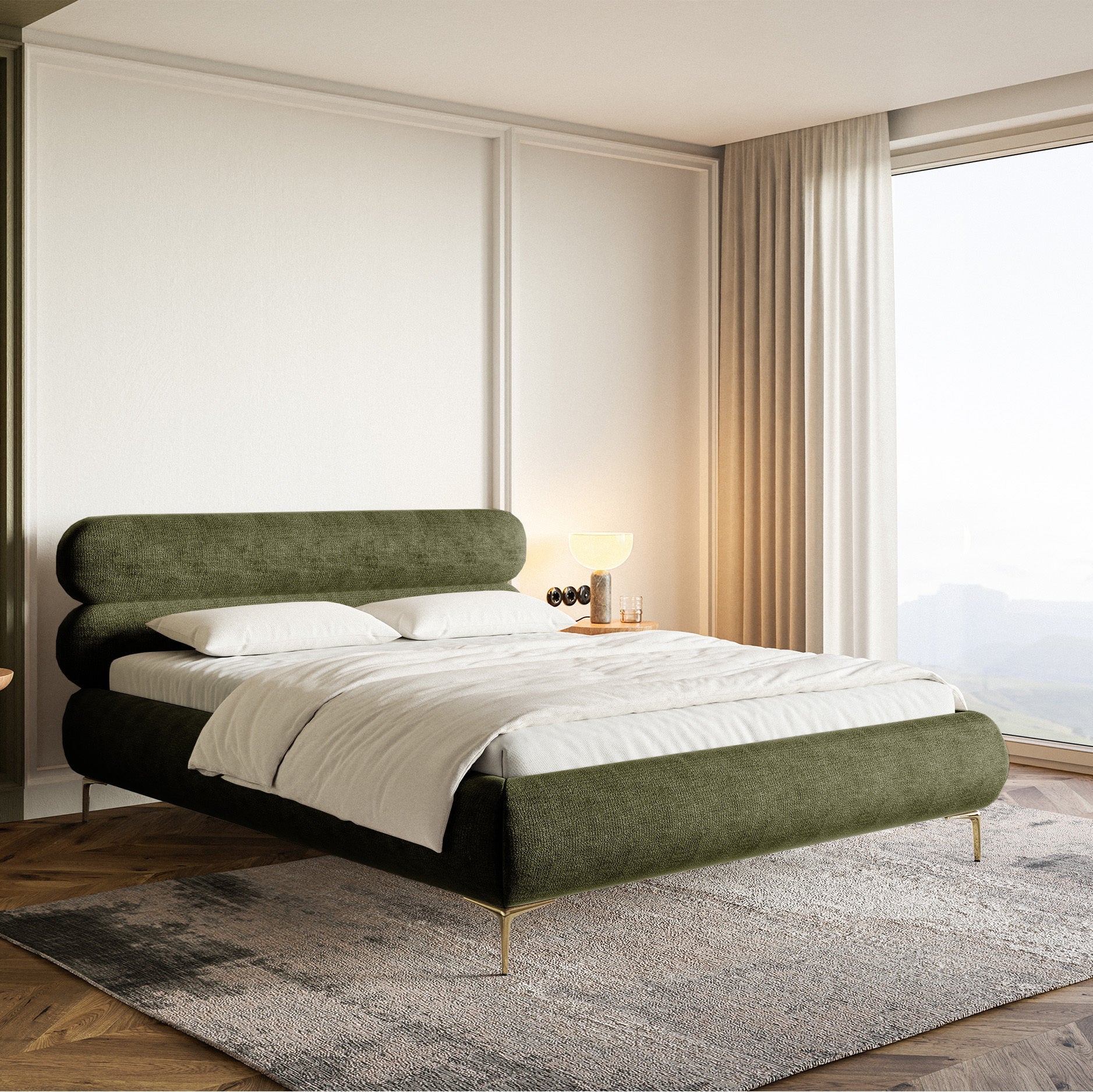 Gulta ar glabātuvi Loure 140/160/180x200 cm Perfect Harmony 39/zelts kājas - N1 Home