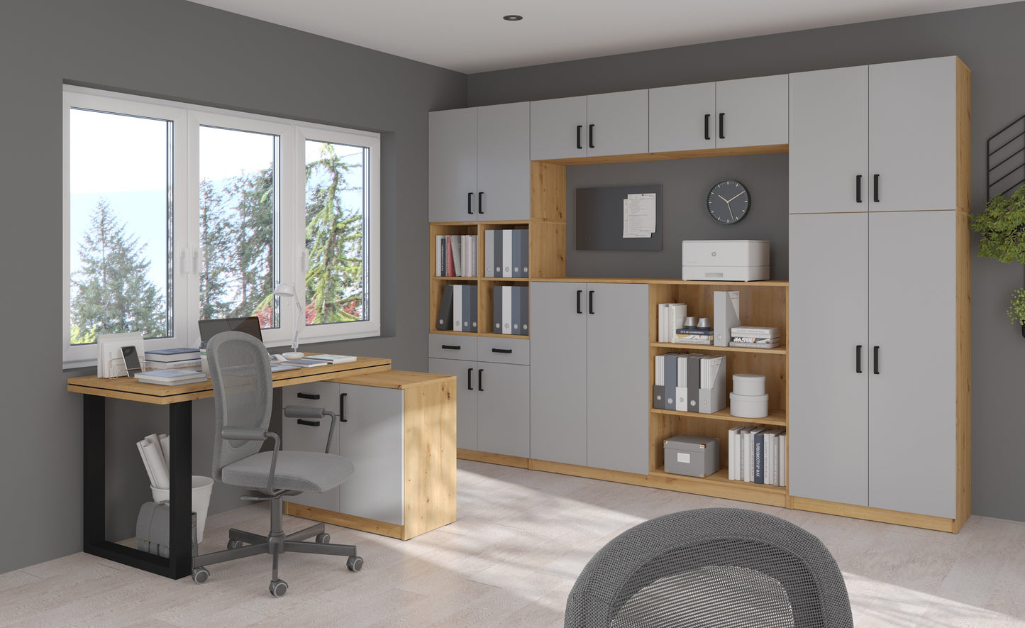 Biroja kabinets Stun 117/160/44 cm pelēks - N1 Home