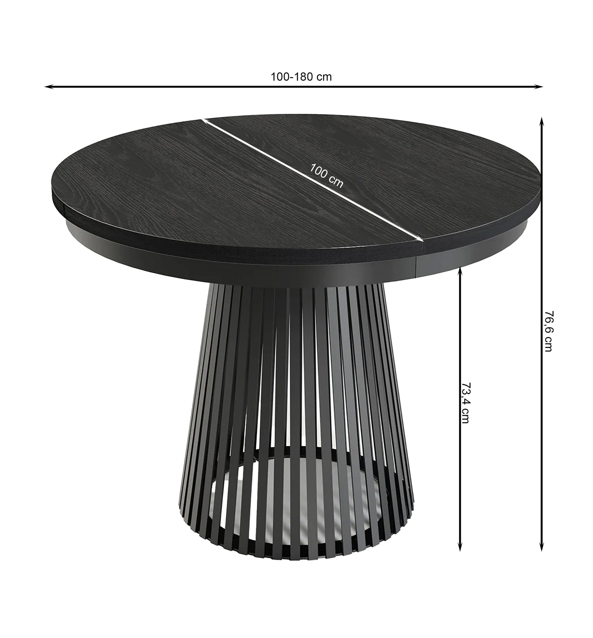 Galds Garid 76/100-180/100 cm melns - N1 Home