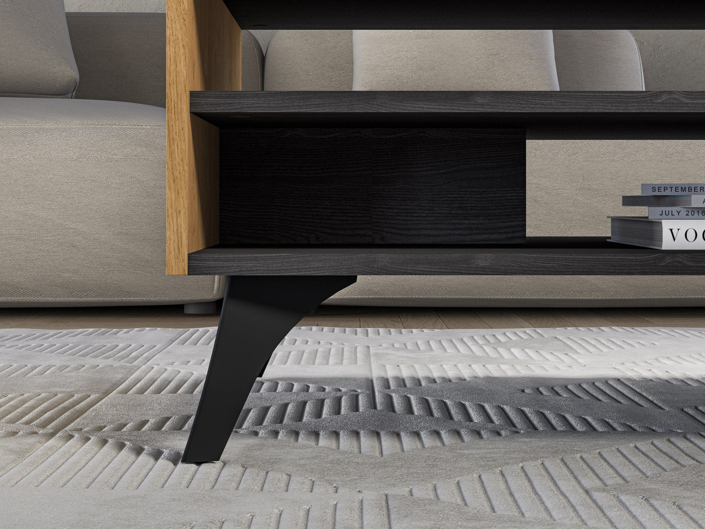 Kafijas galds Toskana 90/40/60 cm ozols/melns - N1 Home