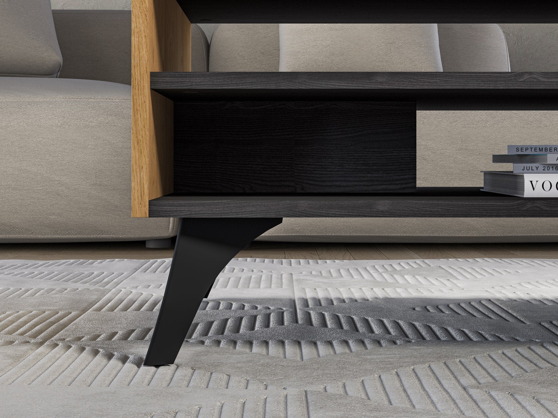 Kafijas galds Toskana 90/40/60 cm ozols/melns - N1 Home