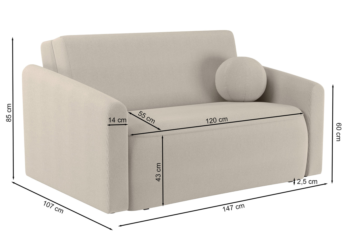 Dīvāns Poppi 85/147/107 cm Curio 11 - N1 Home