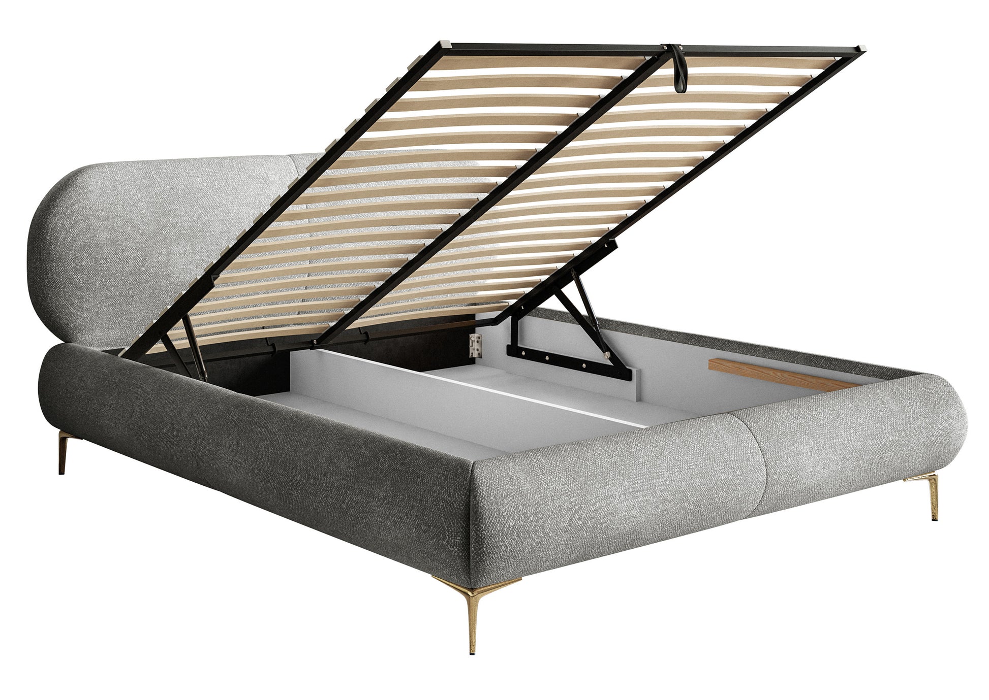 Gulta ar konteineru Valeo 140/160/180x 200 cm Melody 3 (Agmamito),zelta kājas - N1 Home