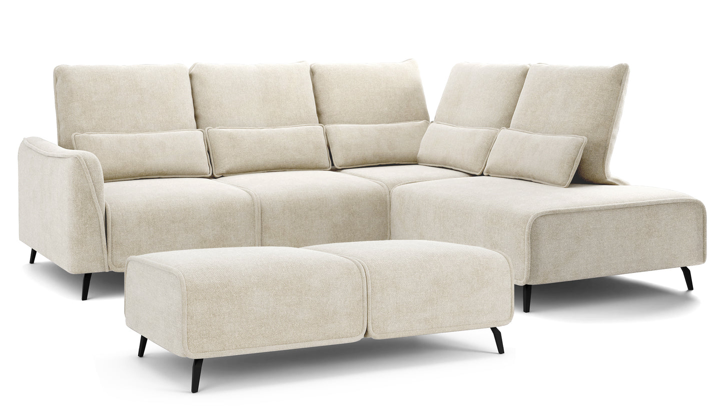 Dīvāns ar pufu Ruma 94/260/208 cm Storm 02