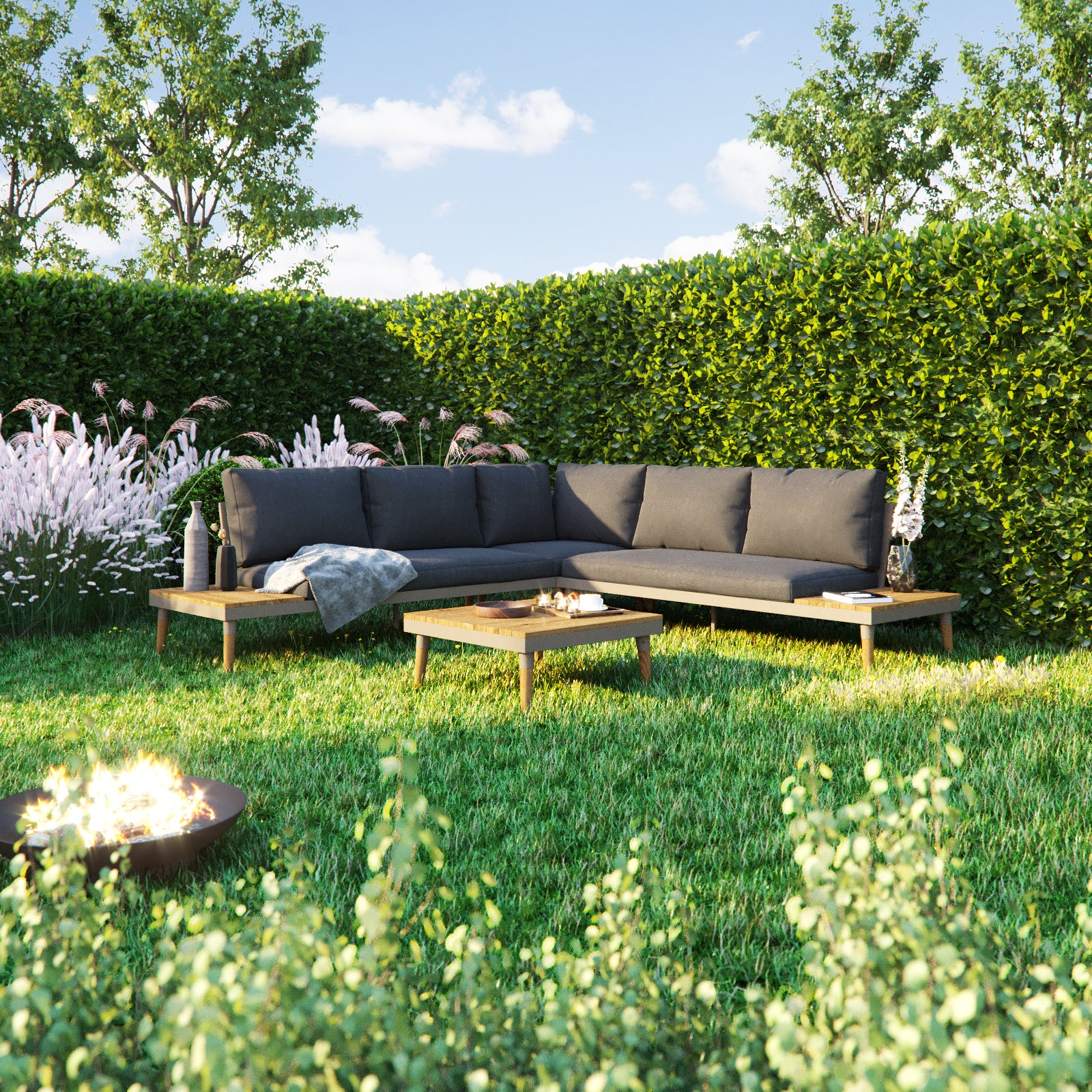 Dārza mēbeļu komplekts Bano tumši pelēks - N1 Home