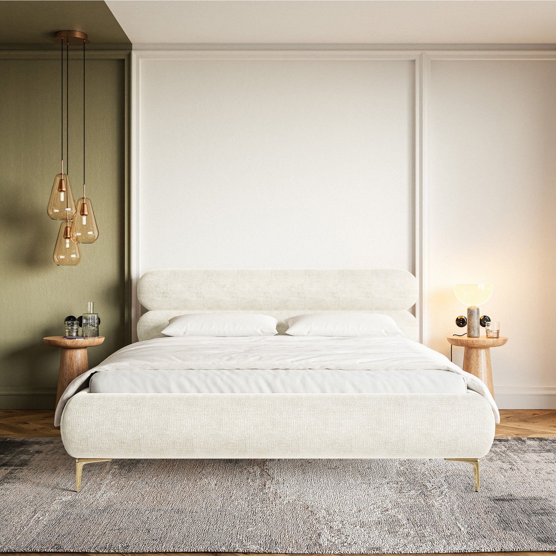 Gulta  Loure 140/160/180x200 cm Perfect Harmony 01/zelts kājas - N1 Home