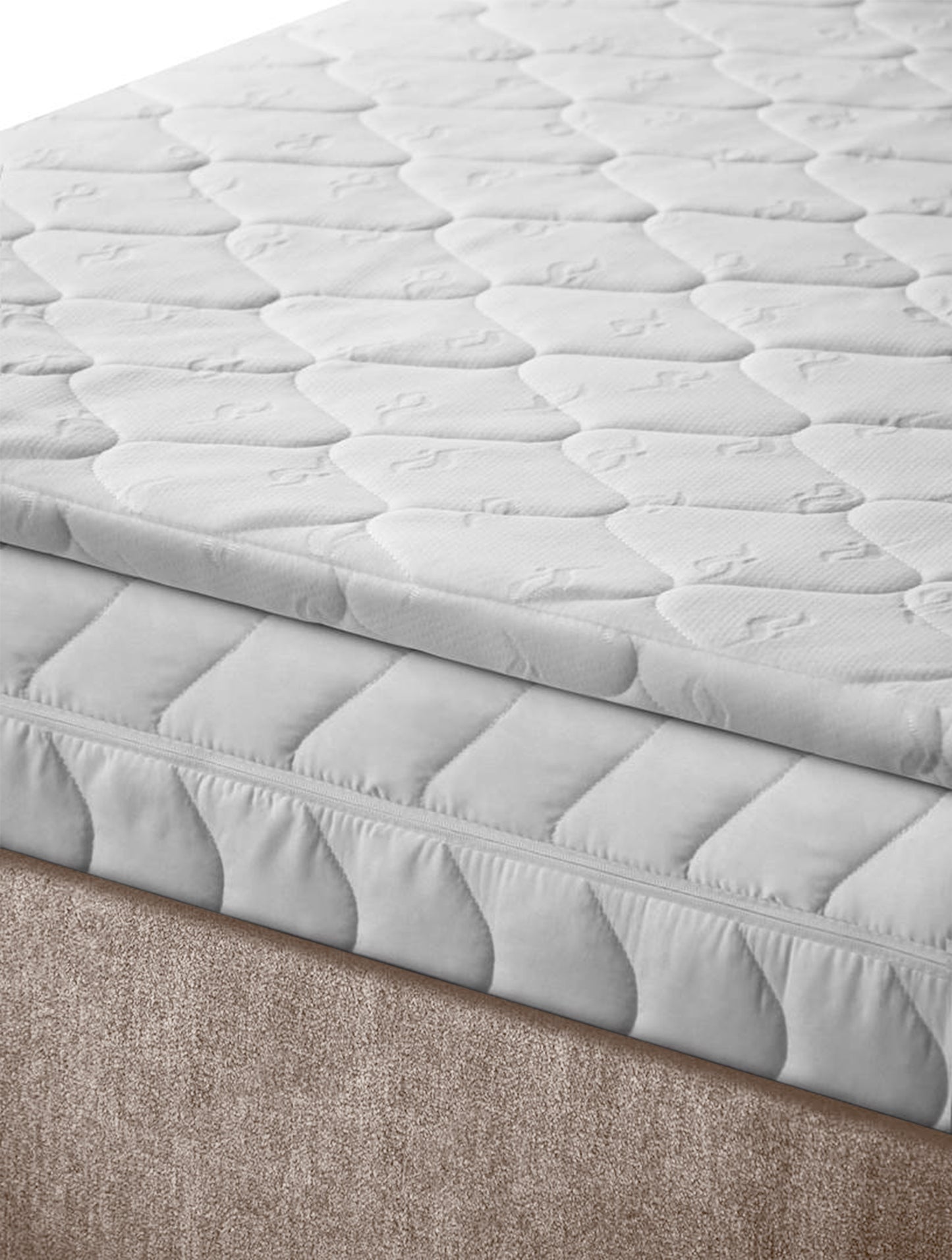 NUNA Kontinentālā gulta 140/160/180x200 cm ar matraci, glabātuvi un LED apgaismojumu, bēšs samts - N1 Home