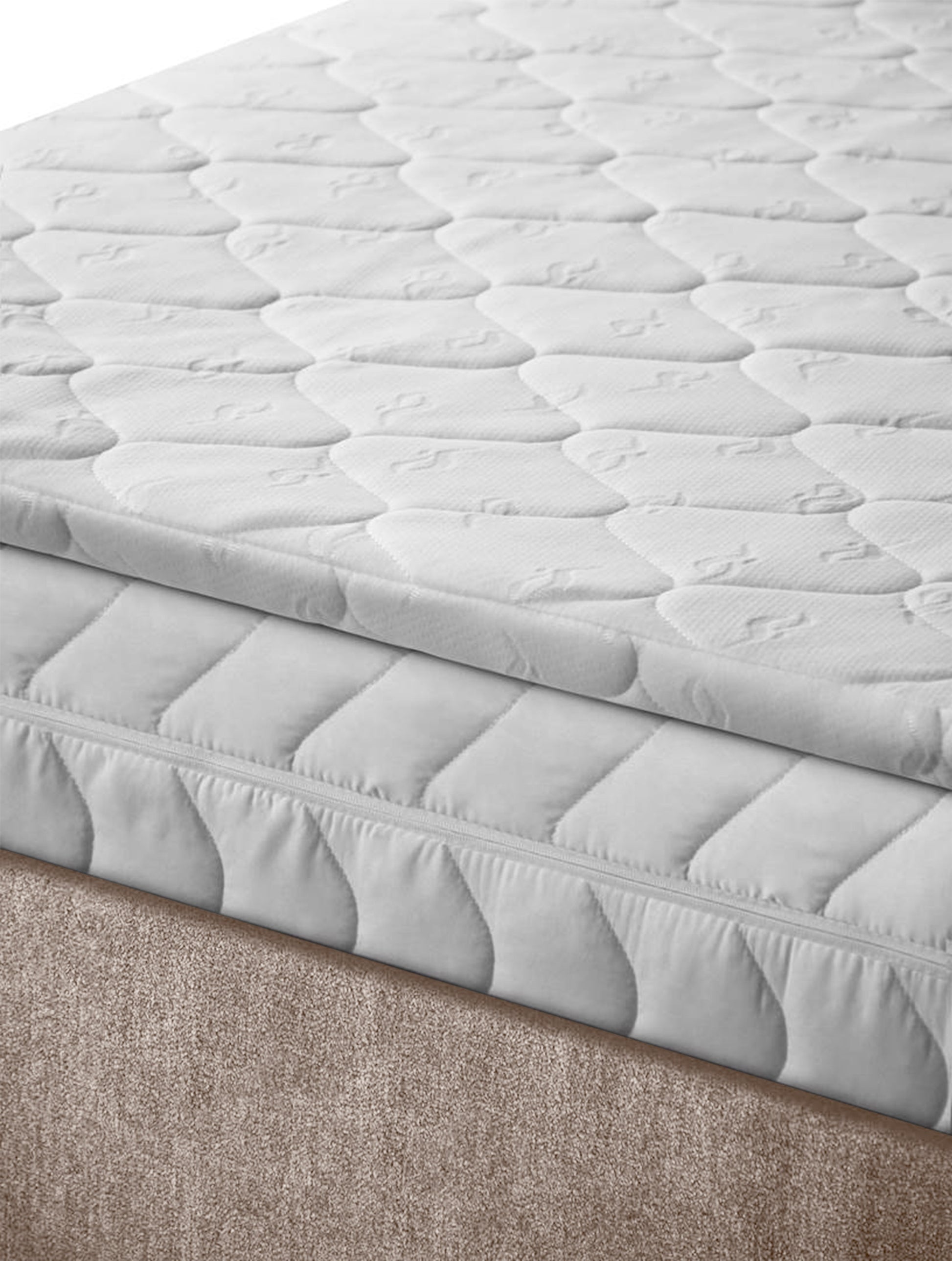 NUNA Kontinentālā gulta 140/160/180x200 cm ar matraci, glabātuvi un LED apgaismojumu, bēšs samts - N1 Home