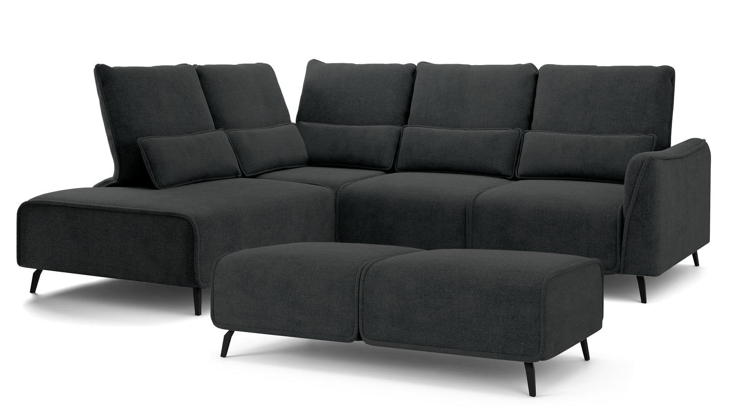 Dīvāns ar pufu Ruma 94/260/208 cm Storm 99