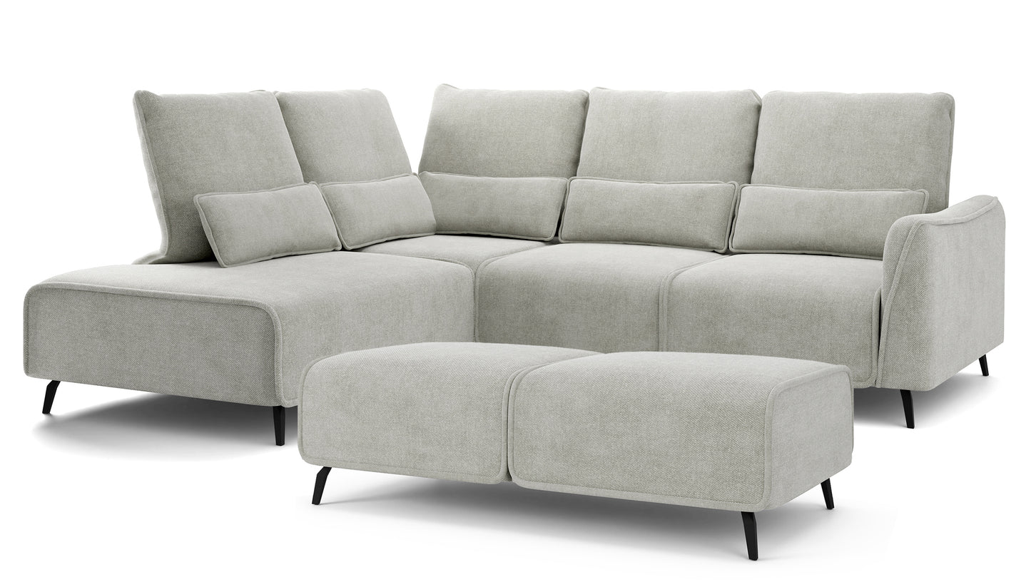 Dīvāns ar pufu Ruma 94/260/208 cm Storm 85