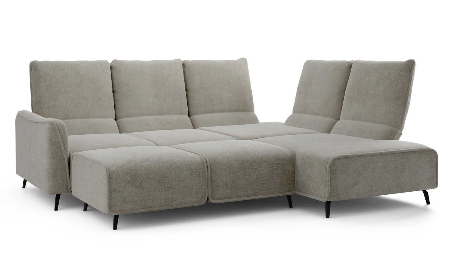 Dīvāns ar pufu Ruma 94/260/208 cm Storm 09