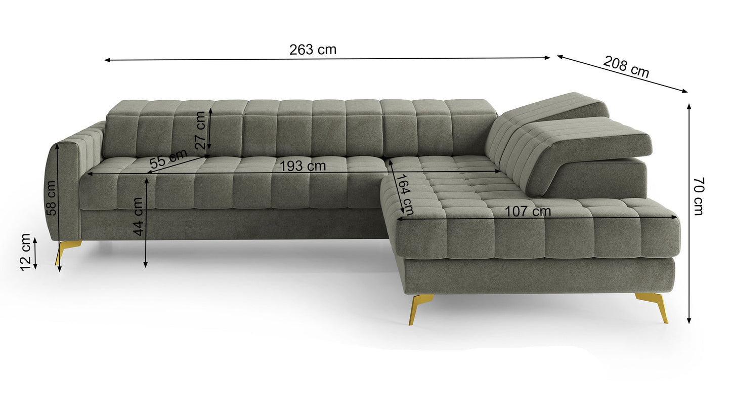 Dīvāns Perso 70/263/208 cm Castel 15 - N1 Home