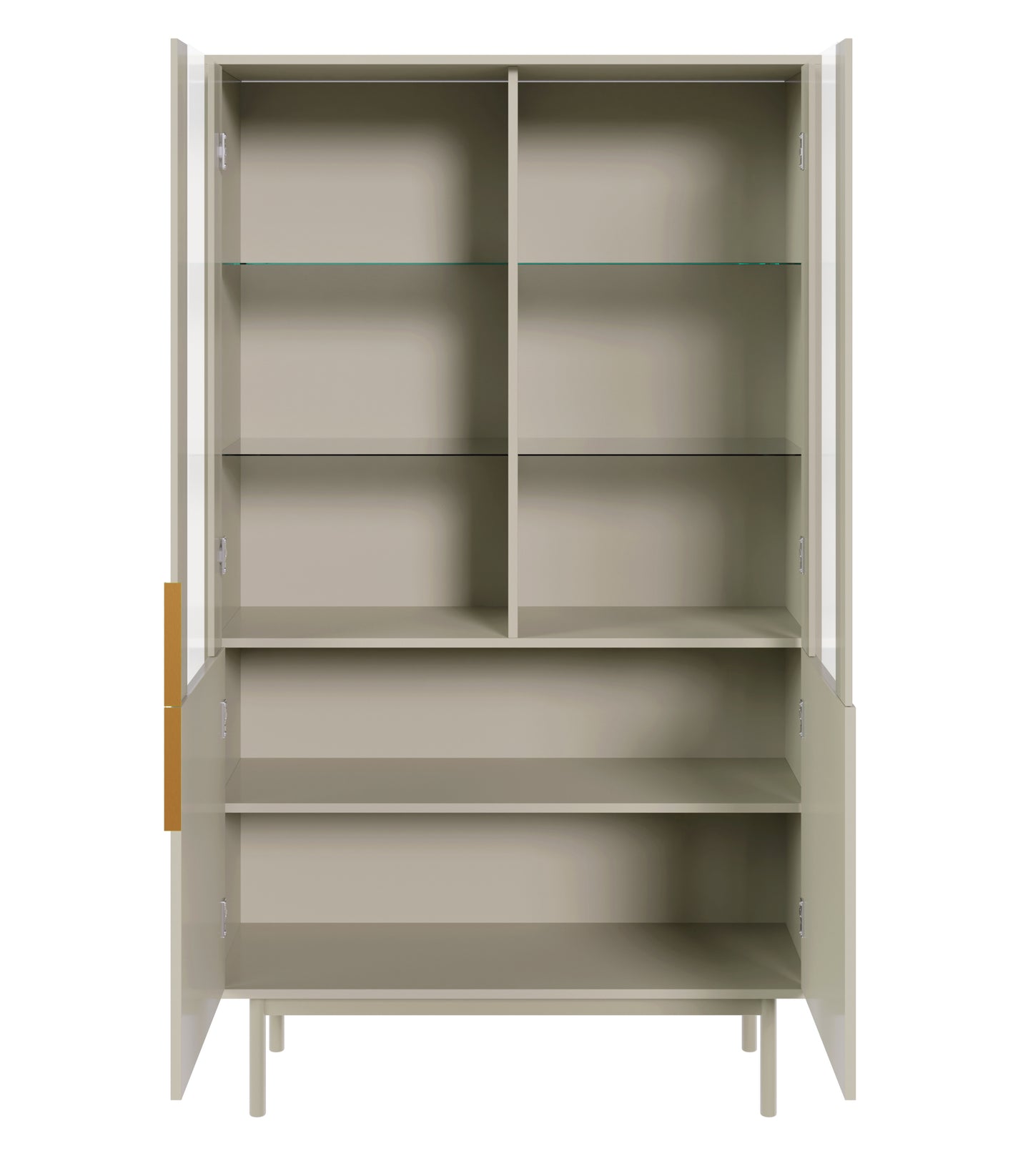 KIARO Divu durvju vitrīnas skapis 104 cm, pelēks bēšs - N1 Home