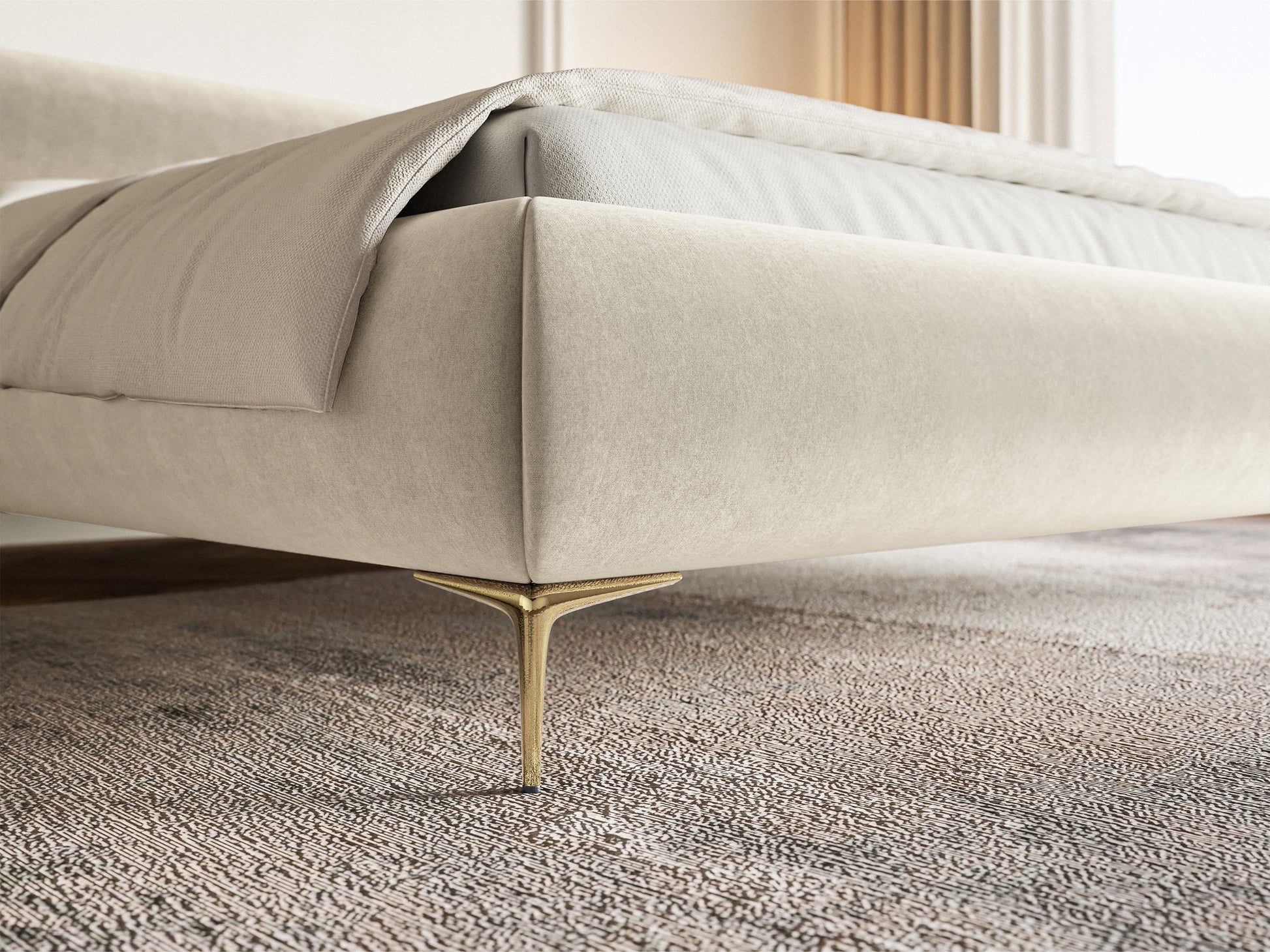 Gulta ar glabātuvi Loure 140/160/180x200 cm Amon 18/zelts kājas - N1 Home