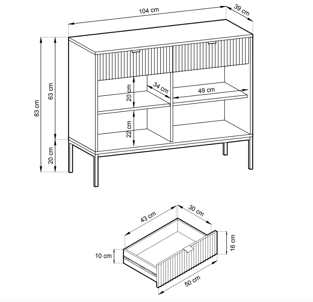 Kumode NV 104/83/39 cm olīves/melns - N1 Home