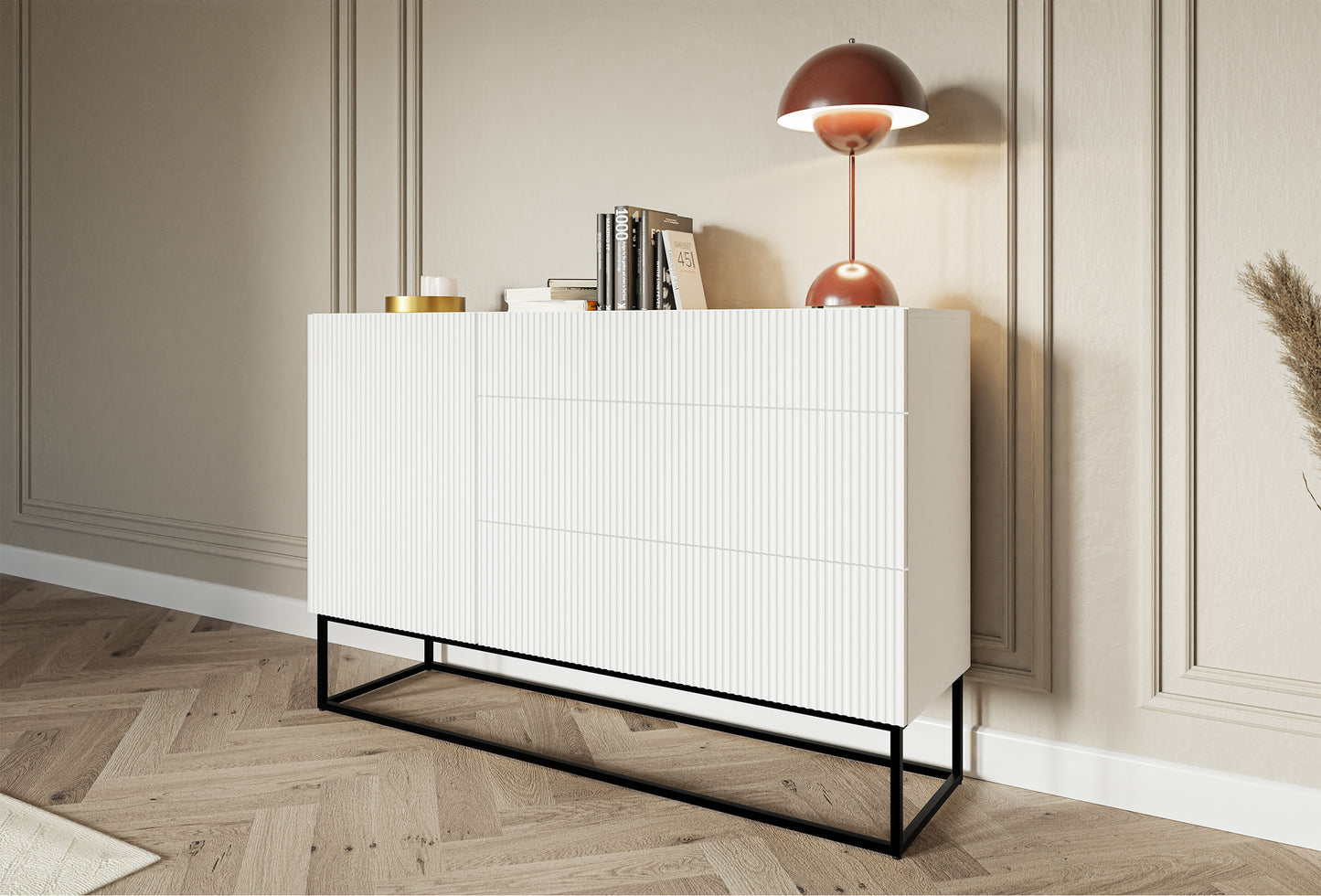 Kumode Velda 140/90/38 cm balts/melns - N1 Home