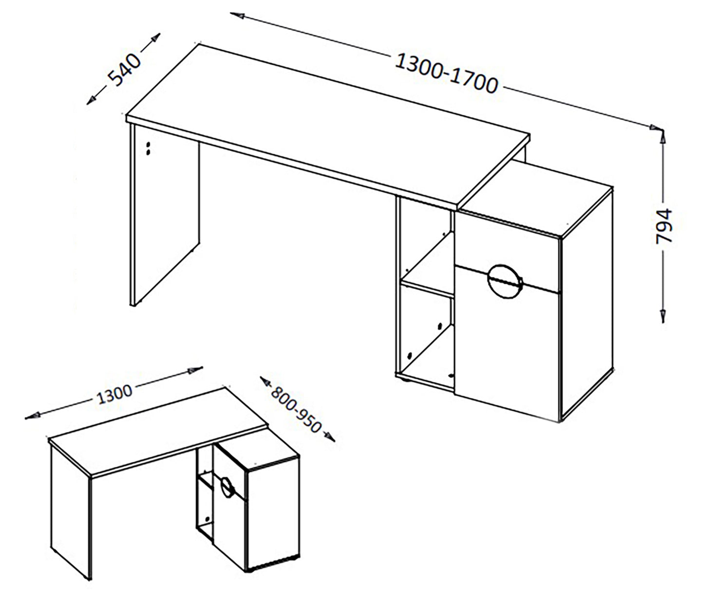 Rakstāmgalds Mdod 170x54x79 cm bēšs/artisan ozols - N1 Home