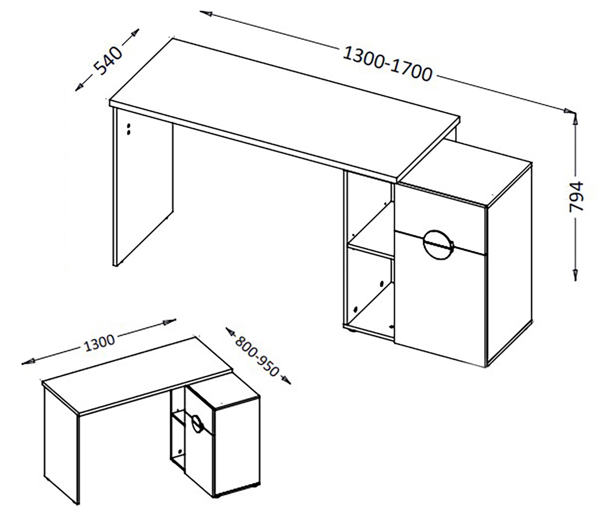Rakstāmgalds Mdod 170x54x79 cm bēšs/artisan ozols - N1 Home