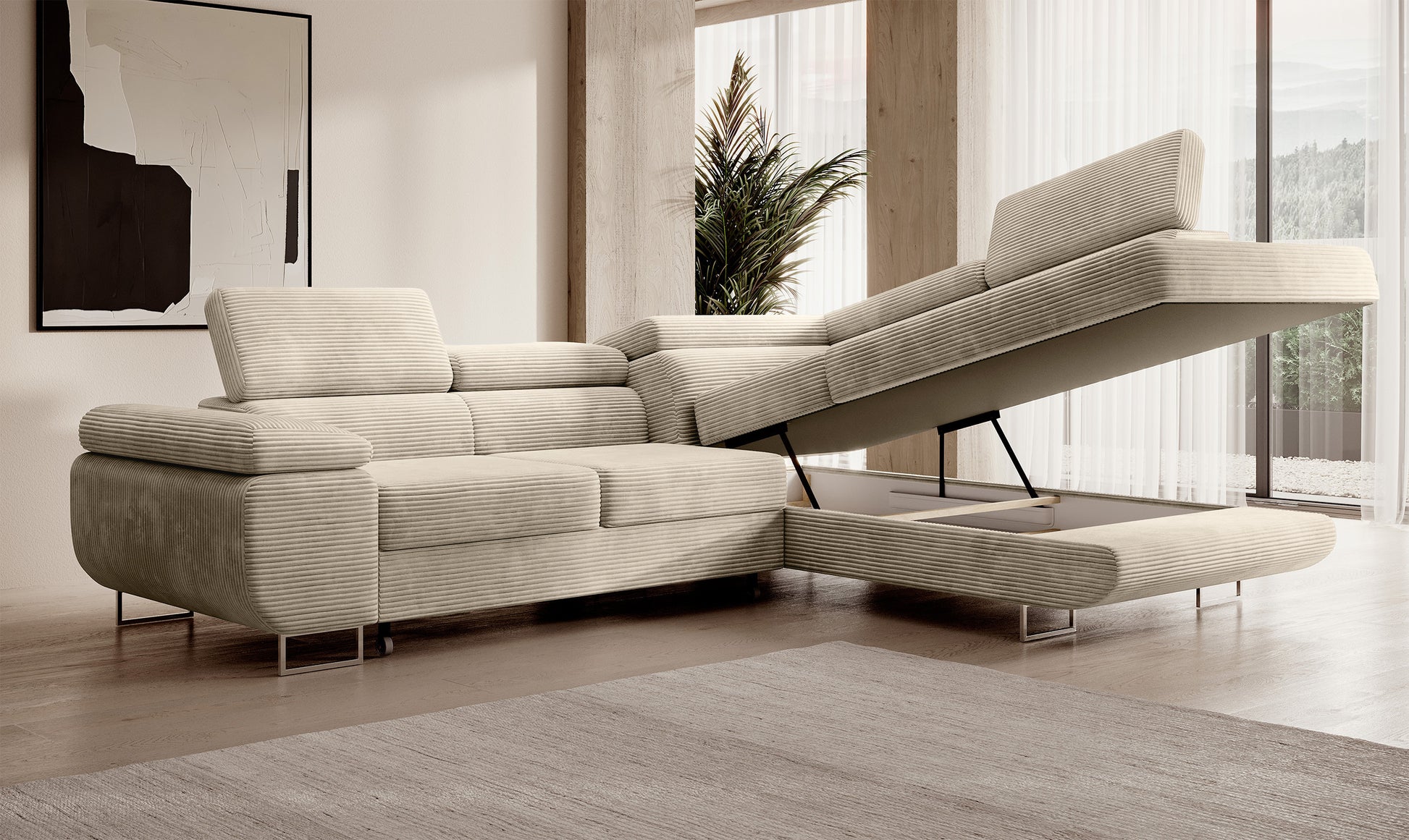 Dīvāns Steva 90/275/203 cm Poso 105 - N1 Home