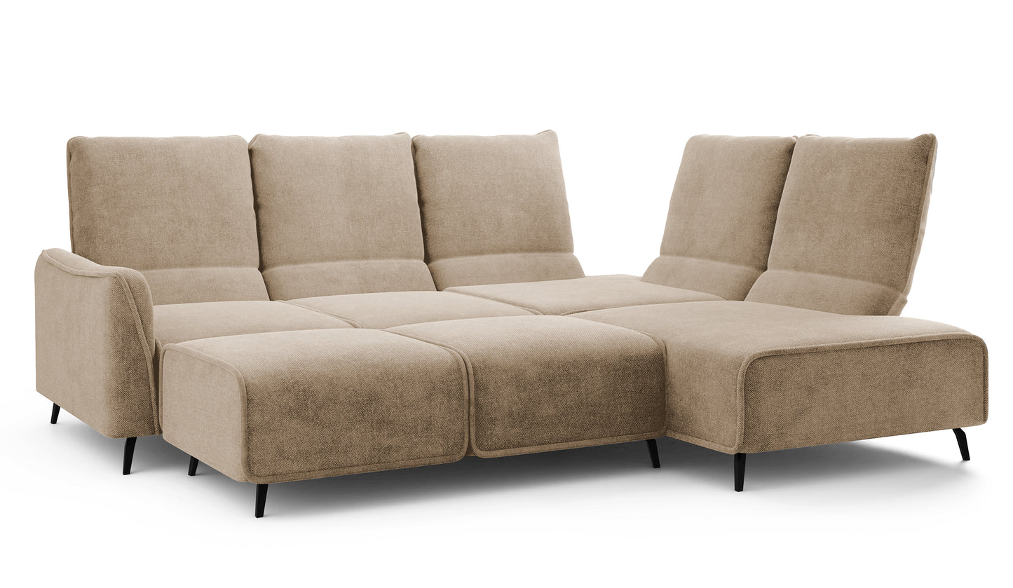 Dīvāns ar pufu Ruma 94/260/208 cm Storm 06