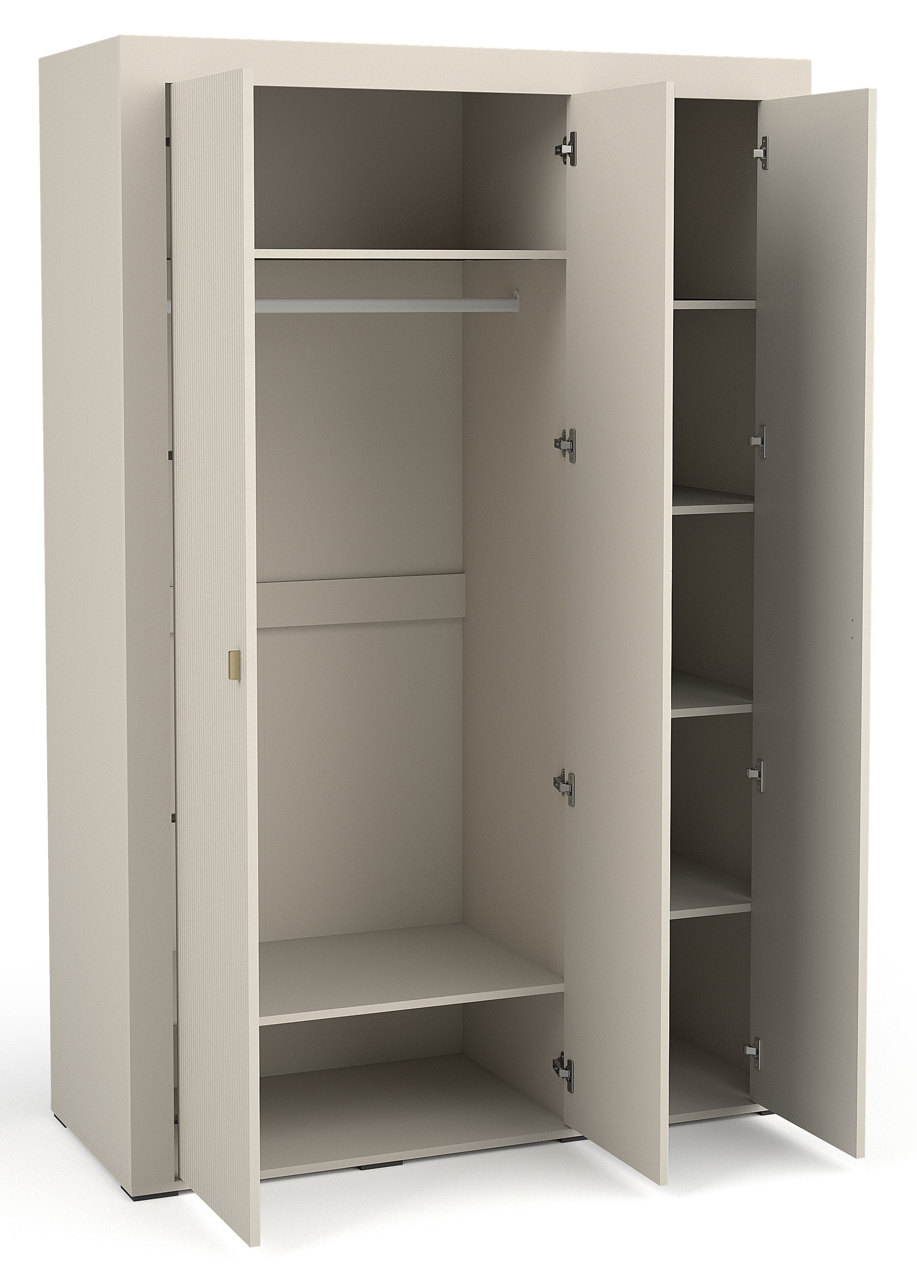 NOMILLA Trīsdurvju skapis ar spoguli 132 cm, kašmirs - N1 Home