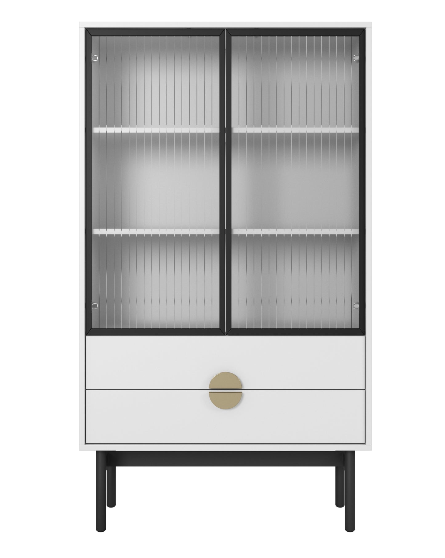 LOON 85 cm zema vitrīna ar trim plauktiem un divām atvilktnēm 85 cm, balta - N1 Home