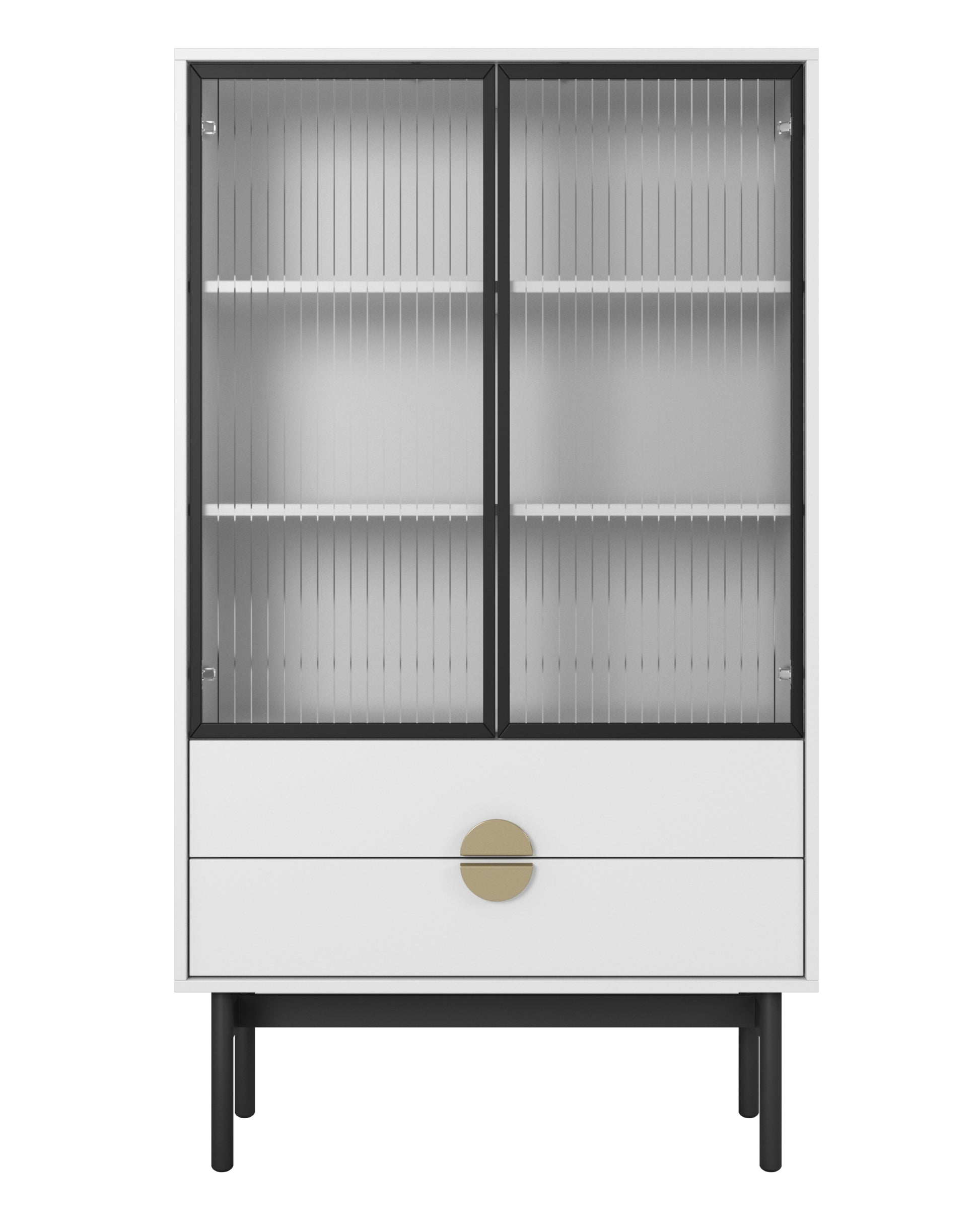 LOON 85 cm zema vitrīna ar trim plauktiem un divām atvilktnēm 85 cm, balta - N1 Home