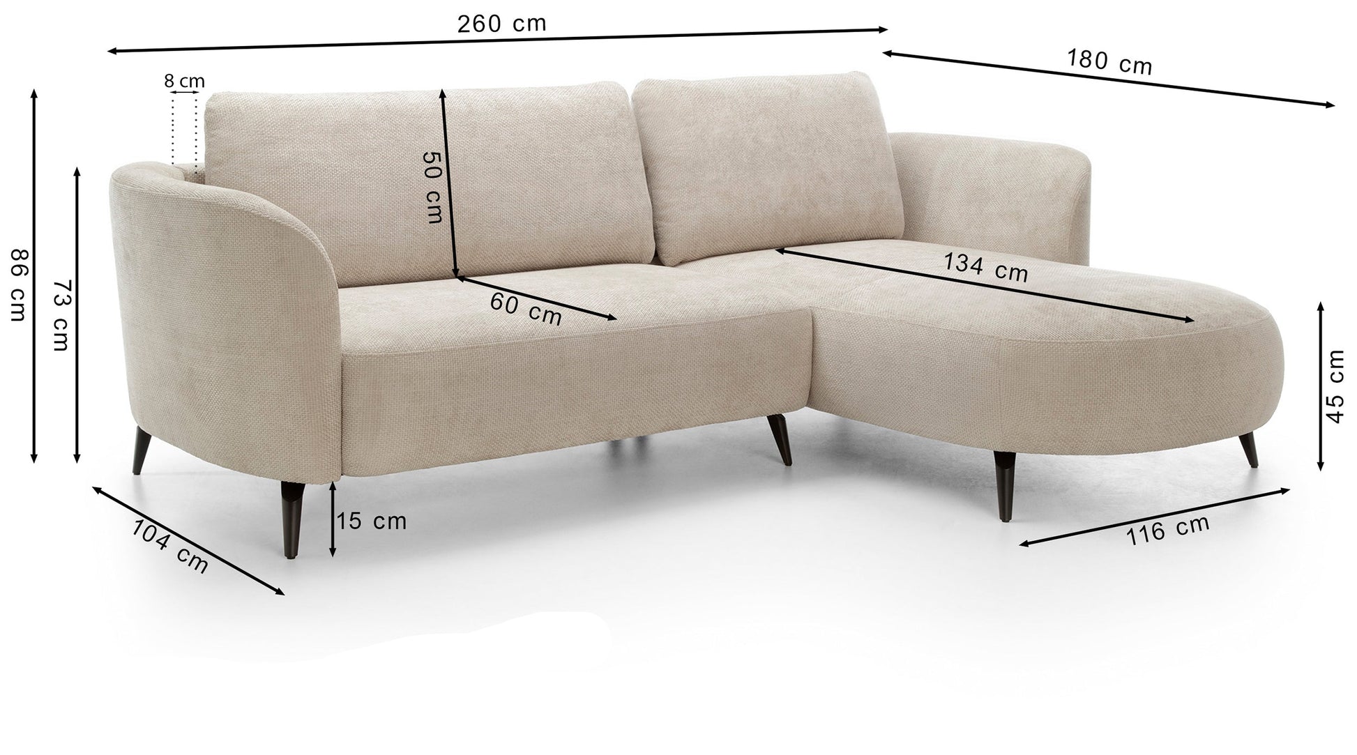 Dīvāns Ami 260/180/73 cm Flow 03 - N1 Home