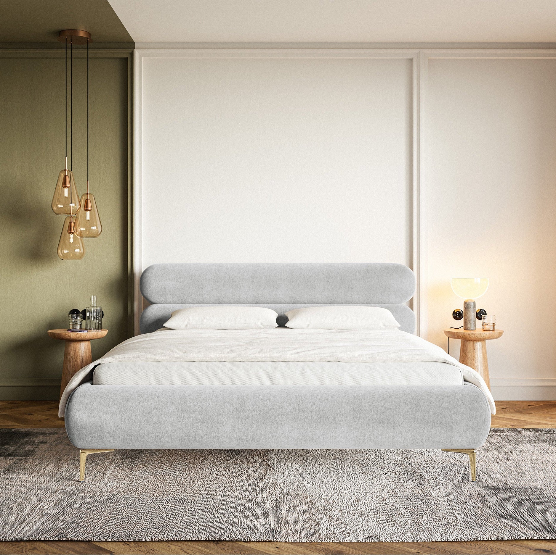 Gulta  Loure 140/160/180x200 cm Amon 09/zelts kājas - N1 Home