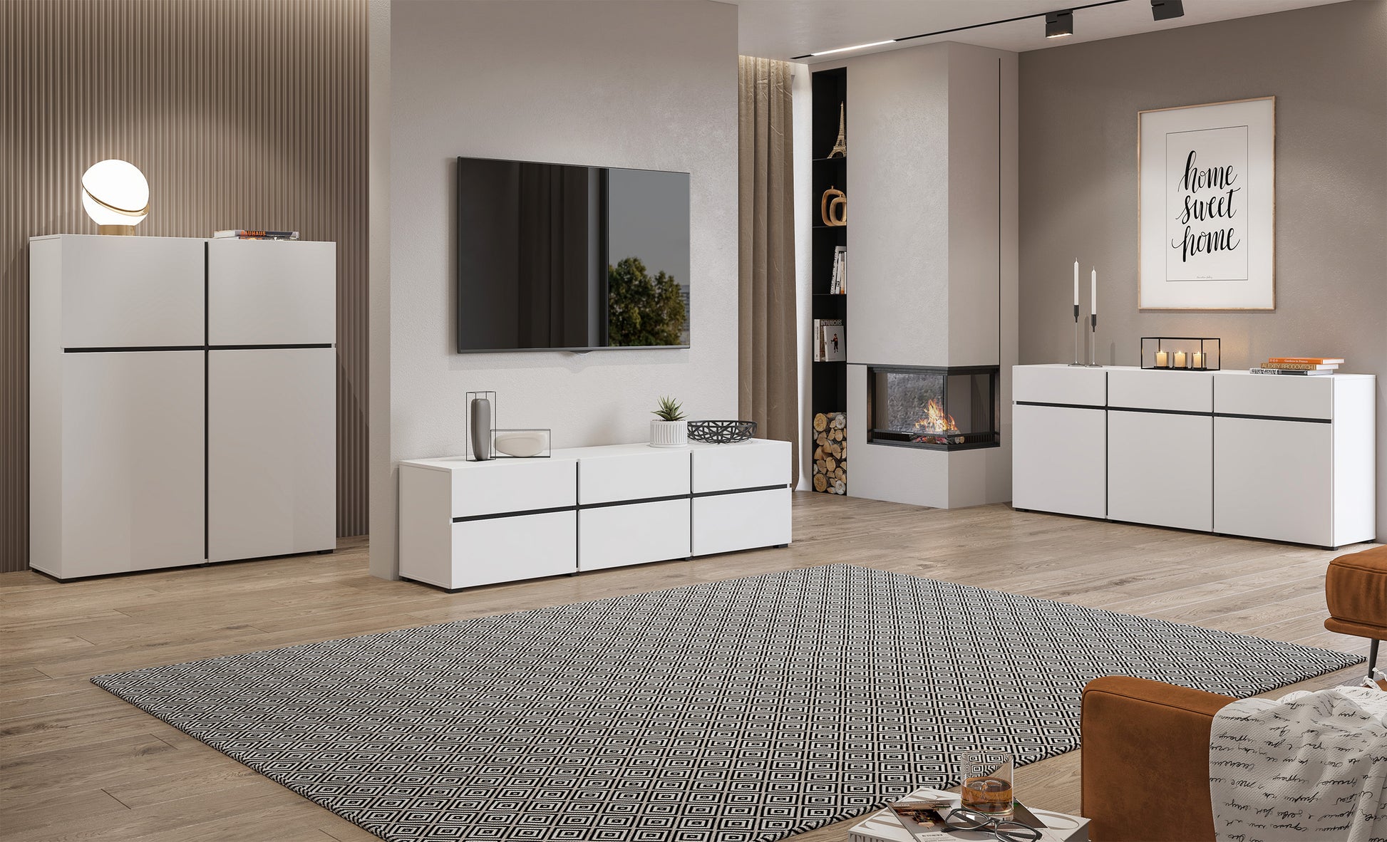 Kumode Kruzat 119/139/40 cm balts - N1 Home