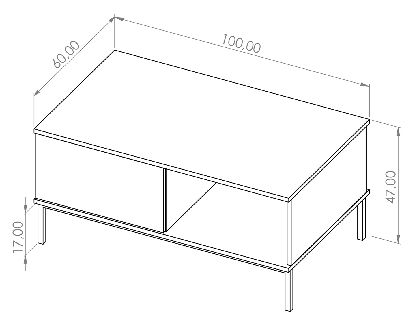 Kafijas galds Polka 47/100/60 cm balts