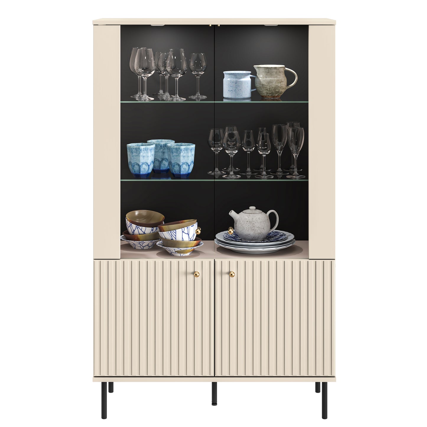 Vitrīnas skapis Galeto 151/92/40 cm bēšs - N1 Home