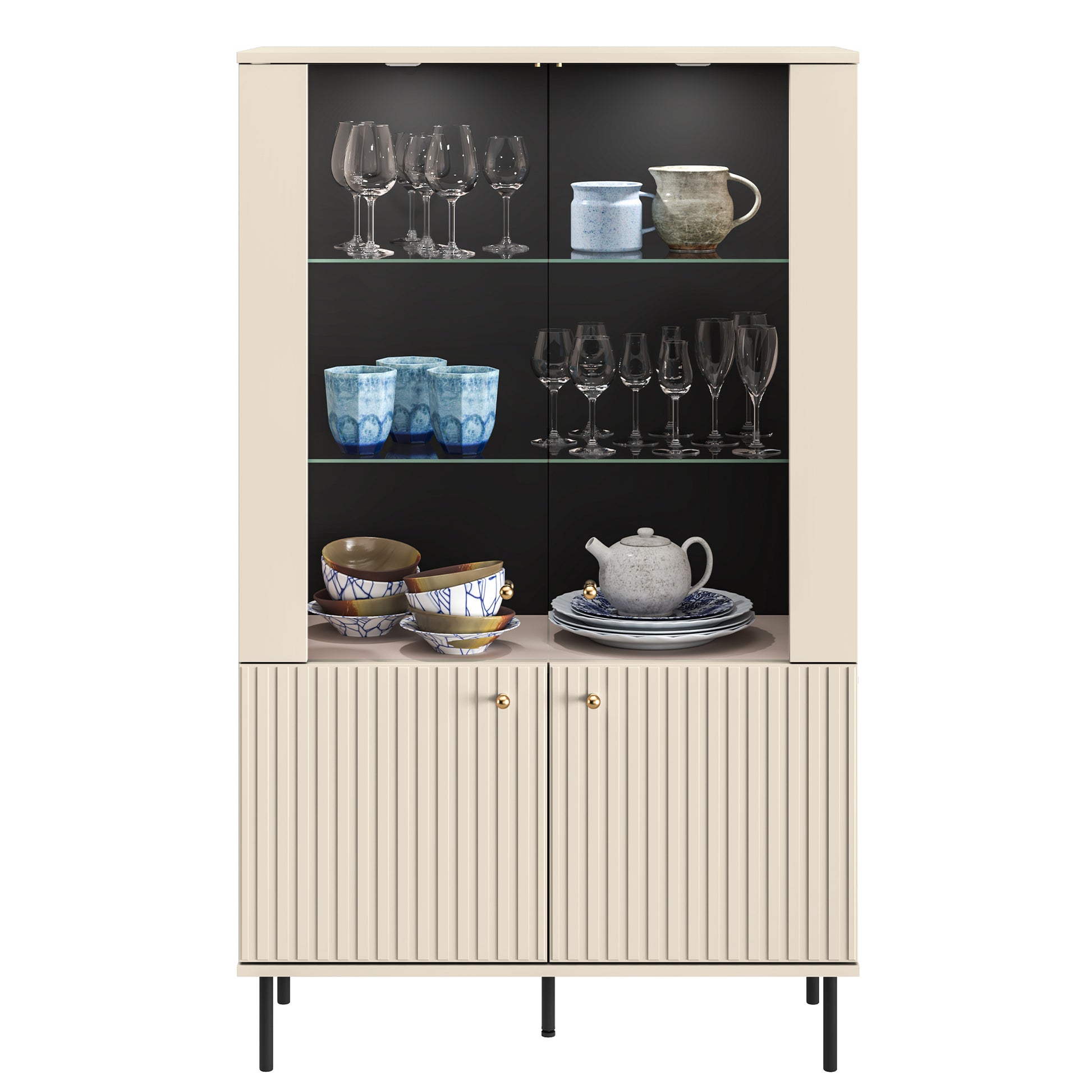 Vitrīnas skapis Galeto 151/92/40 cm bēšs - N1 Home