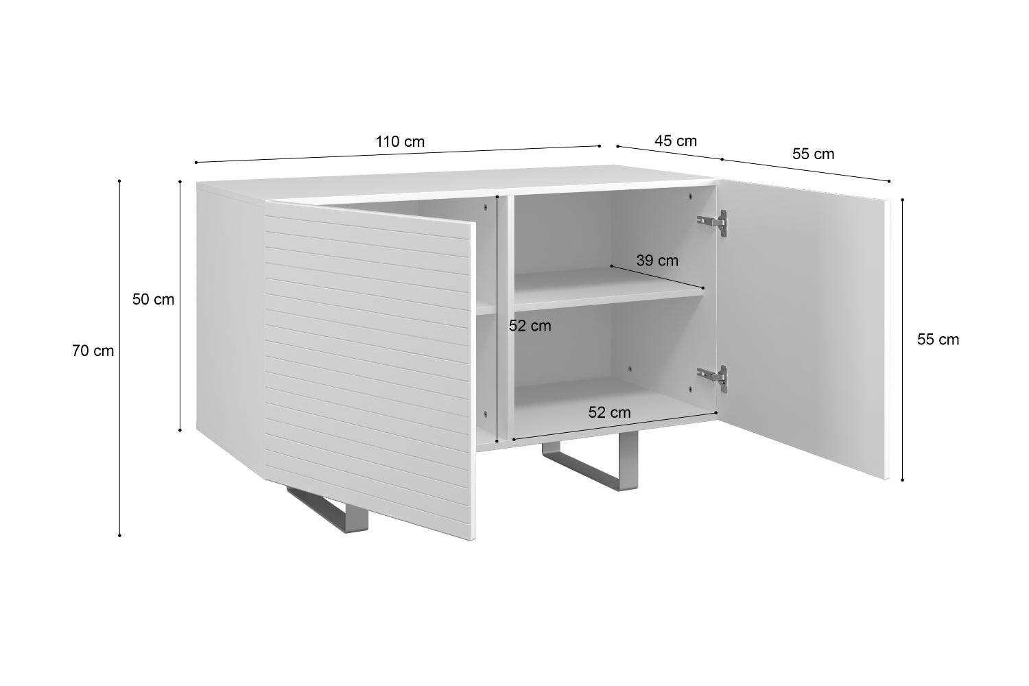 Kumode Gontal 110/70/45 cm melns/balts - N1 Home