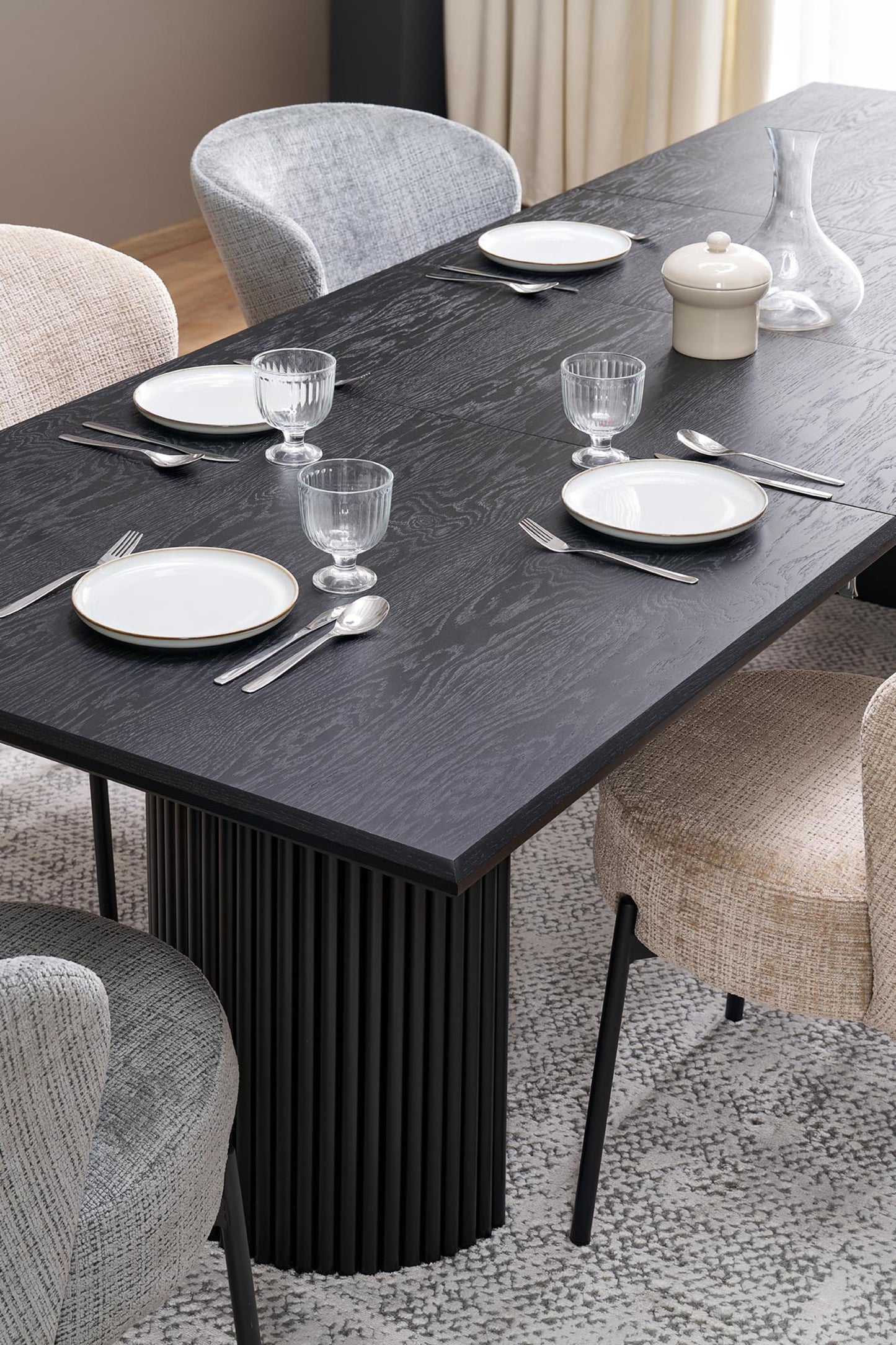 Galds Tavas 76/160-250/90 cm melns - N1 Home