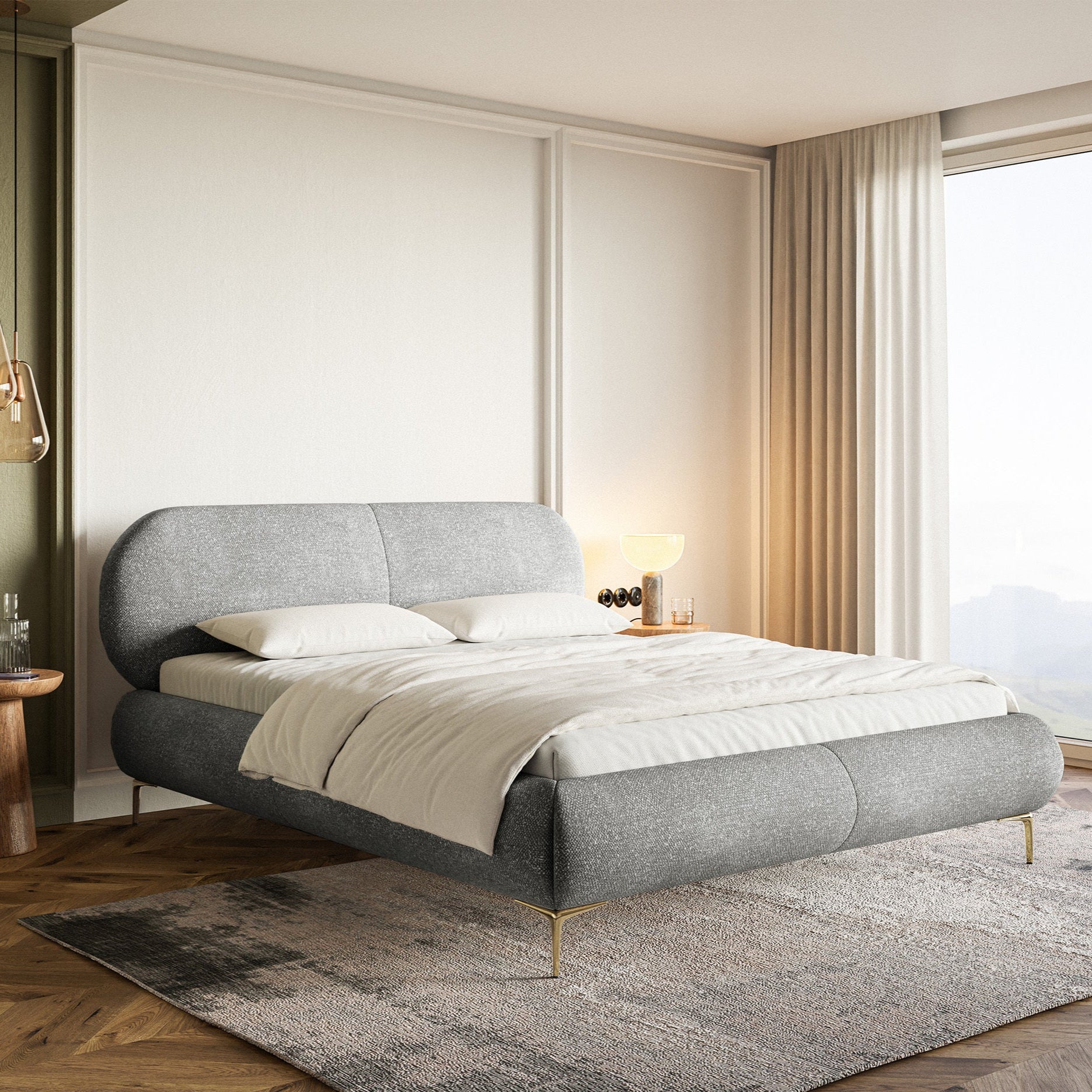 Gulta ar konteineru Valeo 140/160/180x 200 cm Melody 3 (Agmamito),zelta kājas - N1 Home