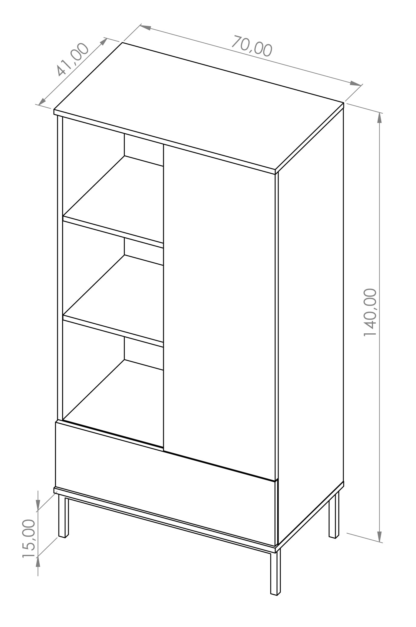Skapis Polka 140/70/41 cm melns