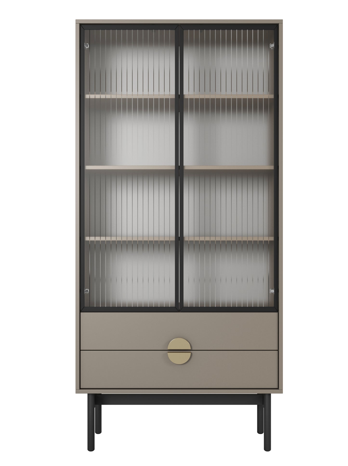 LOON 85 cm augsts skapis ar četriem plauktiem un divām atvilktnēm, bēšs/kapučīno krāsā - N1 Home