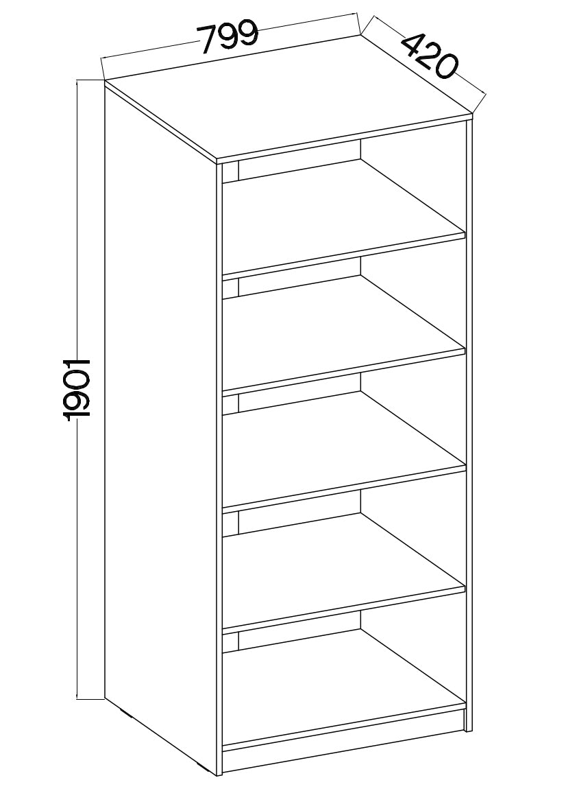 Biroja kabinets Stun 190/80/42 cm pelēks - N1 Home